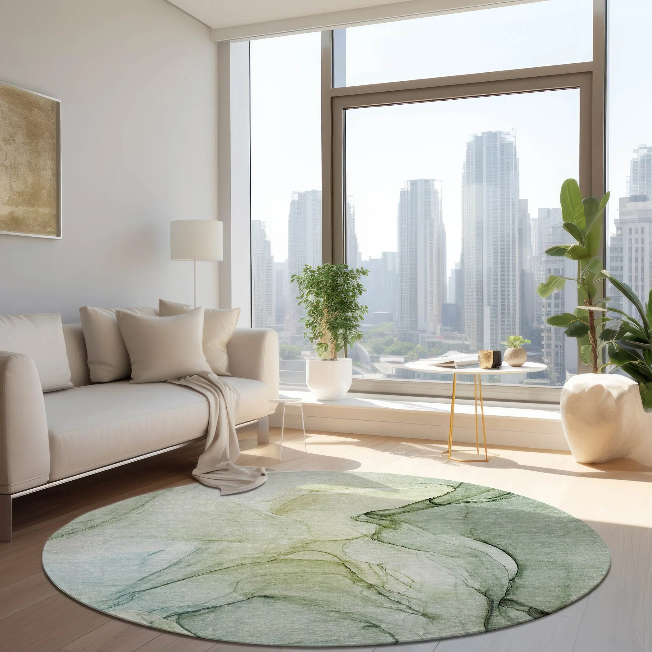 Machine Washable Indoor/ Outdoor Abstract Chantille Rug