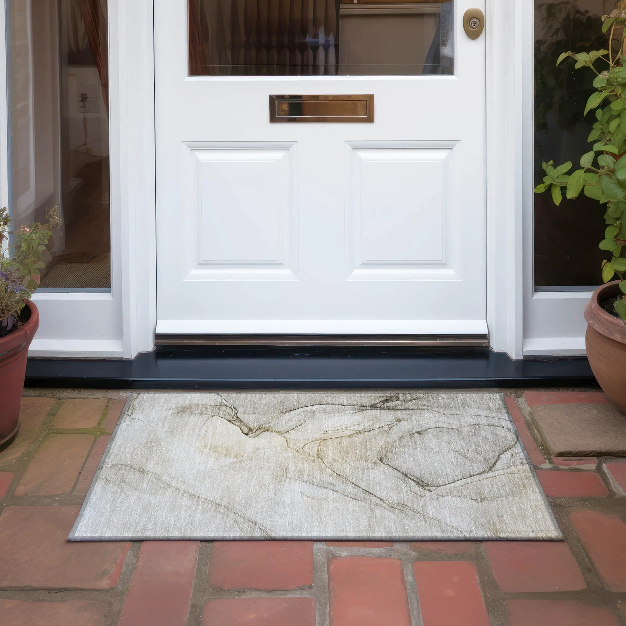 Machine Washable Indoor/ Outdoor Abstract Chantille Rug