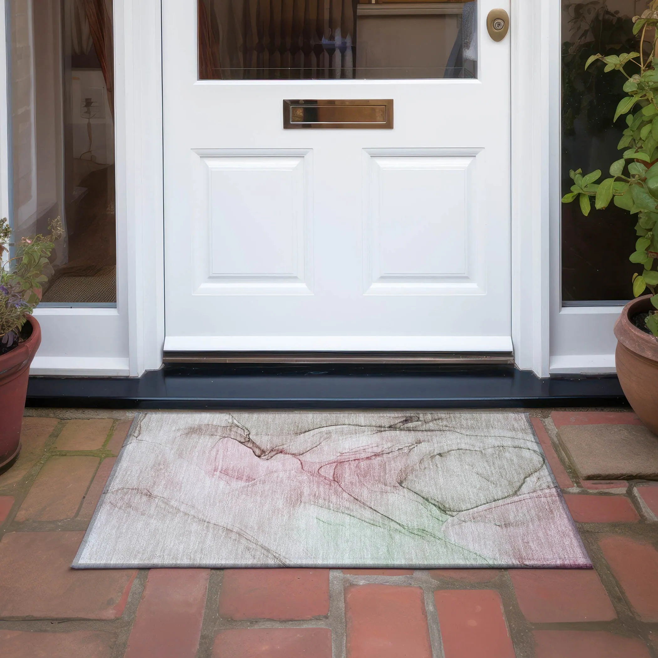 Machine Washable Indoor/ Outdoor Abstract Chantille Rug