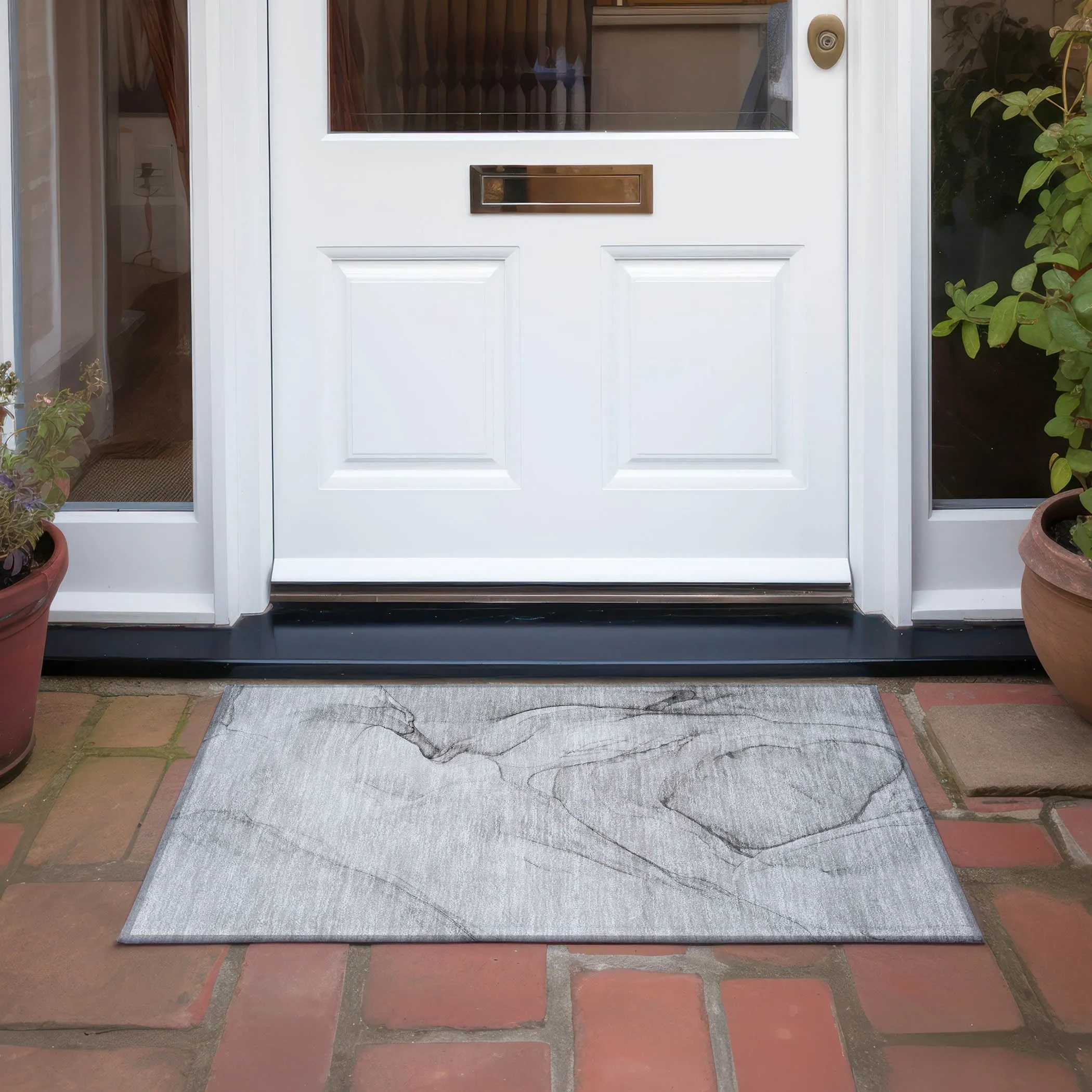 Machine Washable Indoor/ Outdoor Abstract Chantille Rug