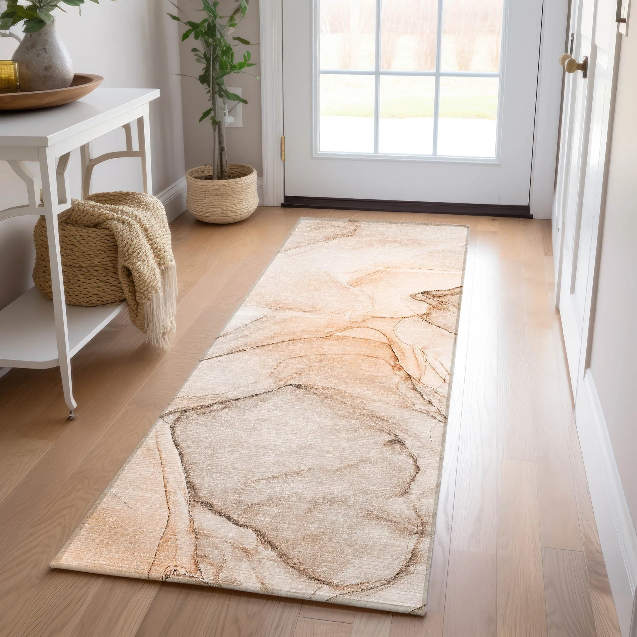 Machine Washable Indoor/ Outdoor Abstract Chantille Rug