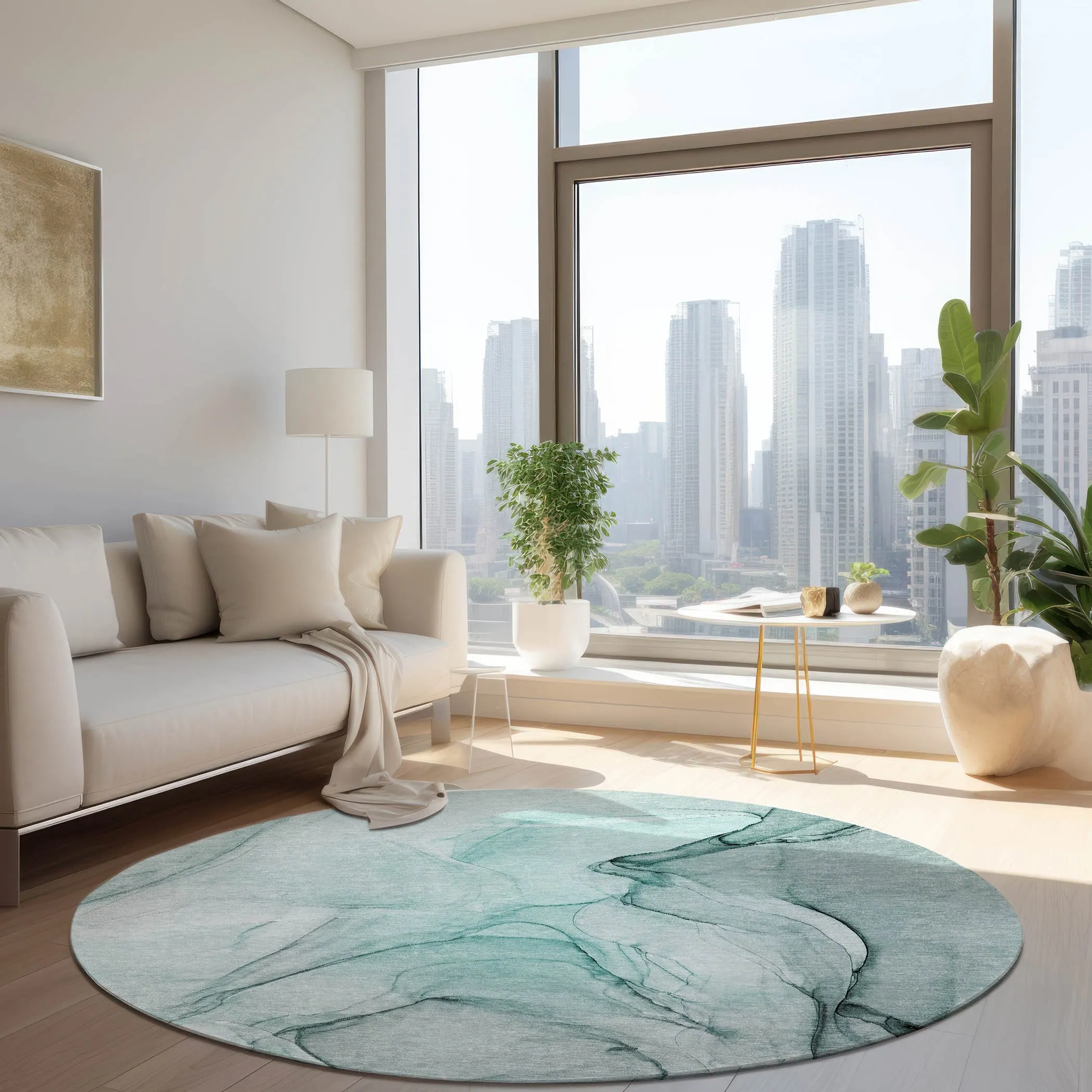 Machine Washable Indoor/ Outdoor Abstract Chantille Rug