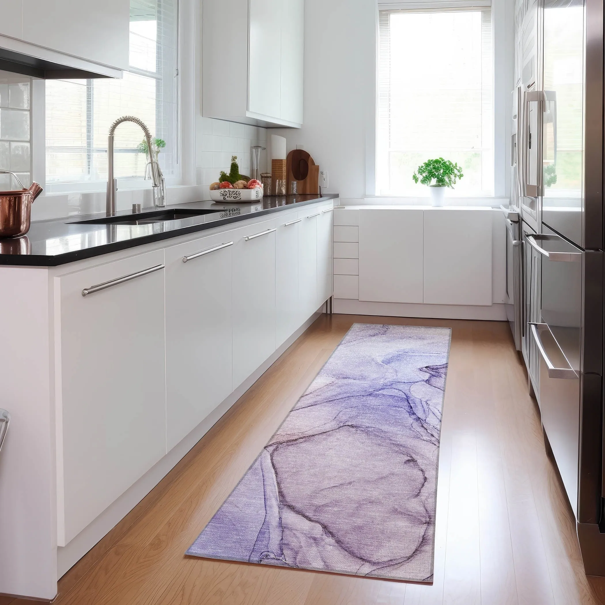 Machine Washable Indoor/ Outdoor Abstract Chantille Rug
