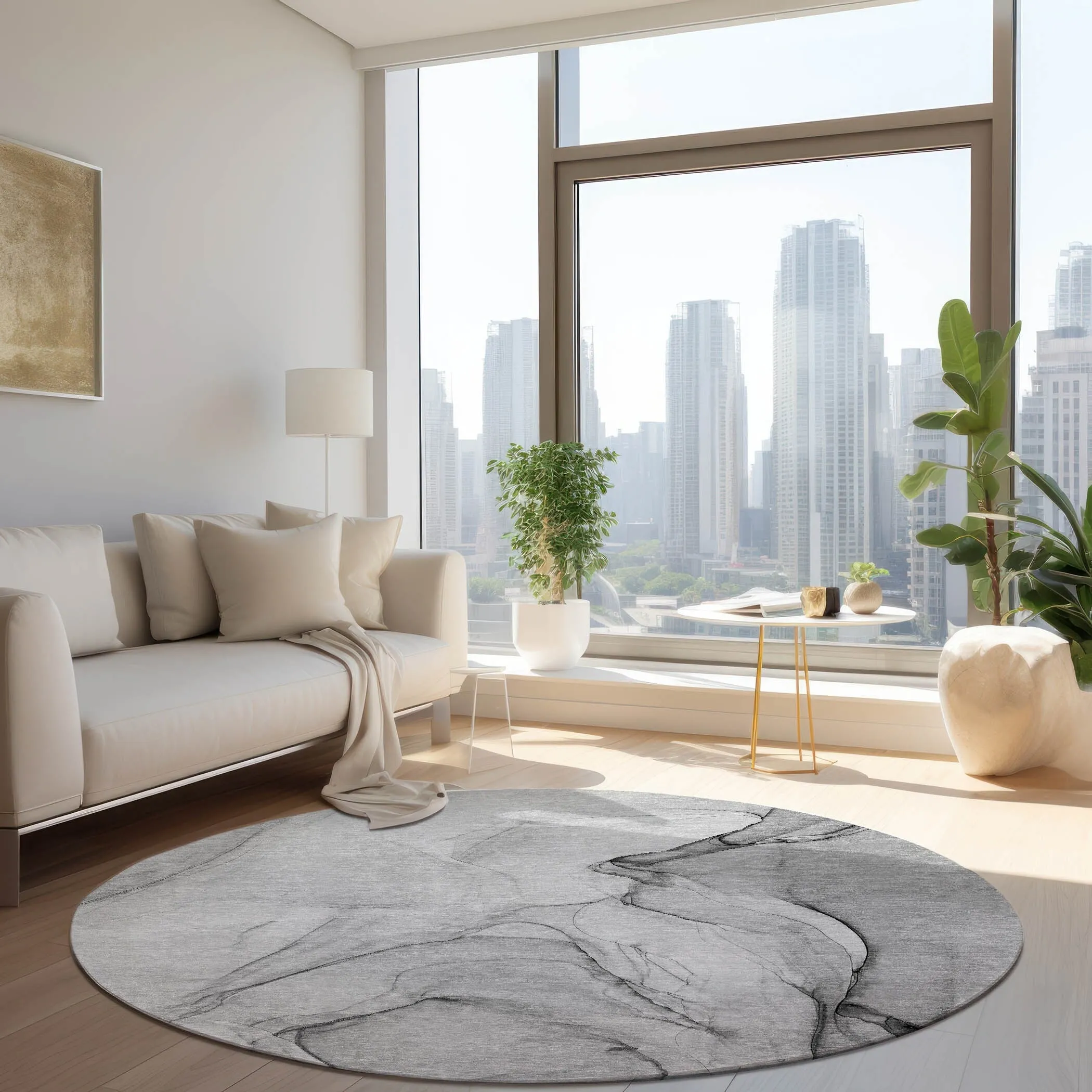 Machine Washable Indoor/ Outdoor Abstract Chantille Rug