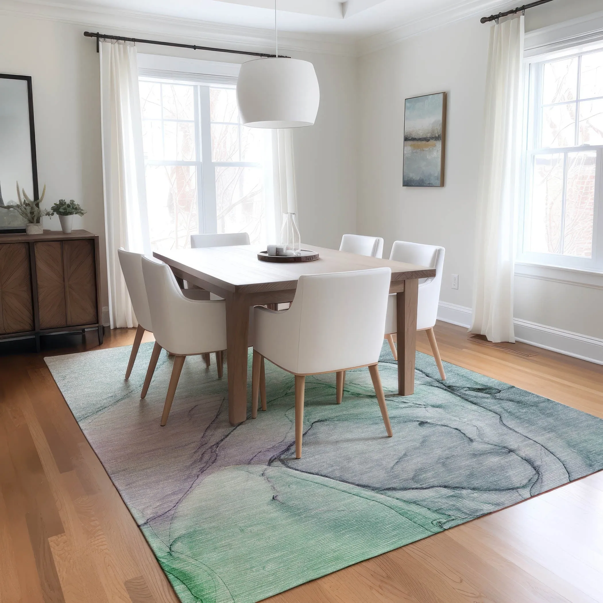 Machine Washable Indoor/ Outdoor Abstract Chantille Rug