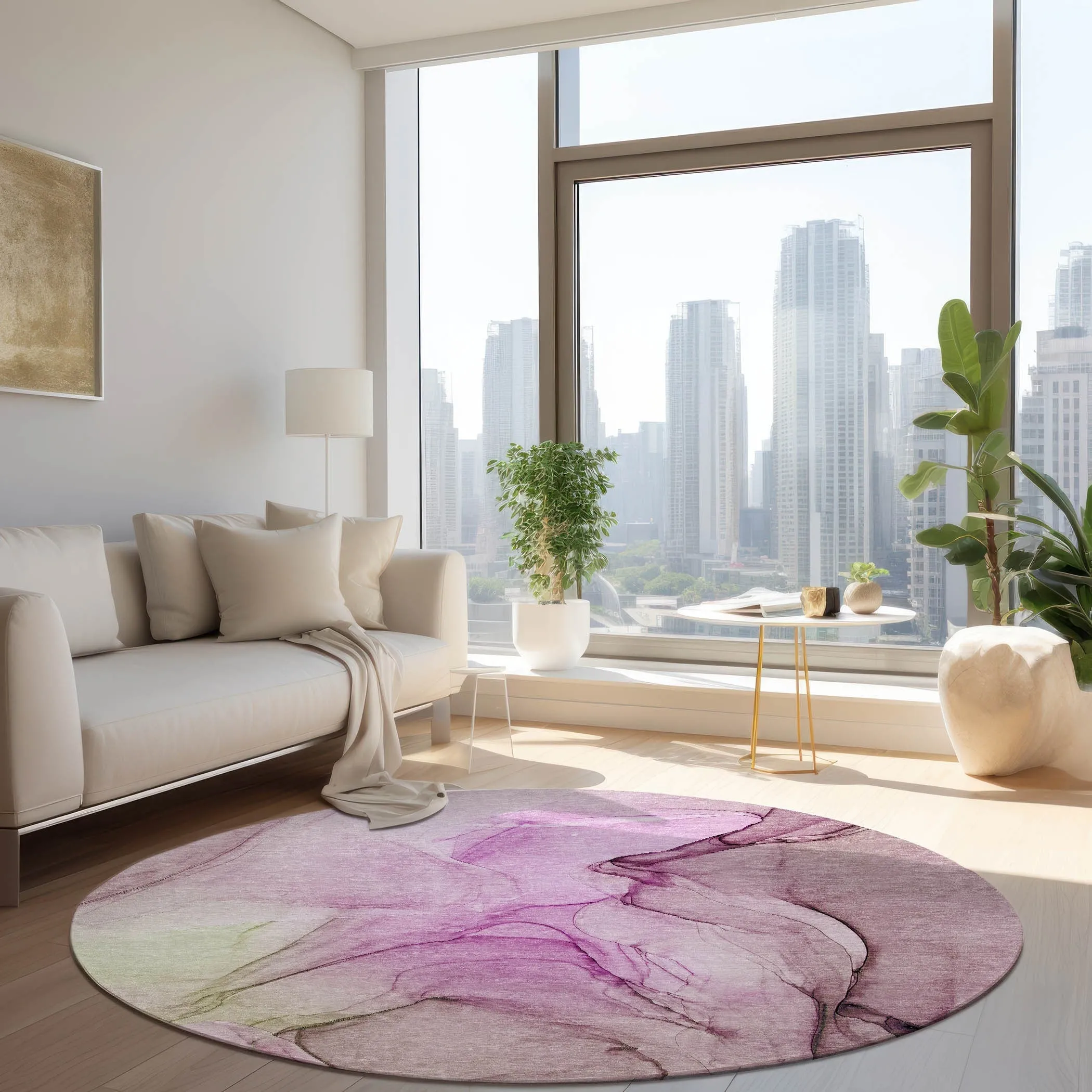 Machine Washable Indoor/ Outdoor Abstract Chantille Rug