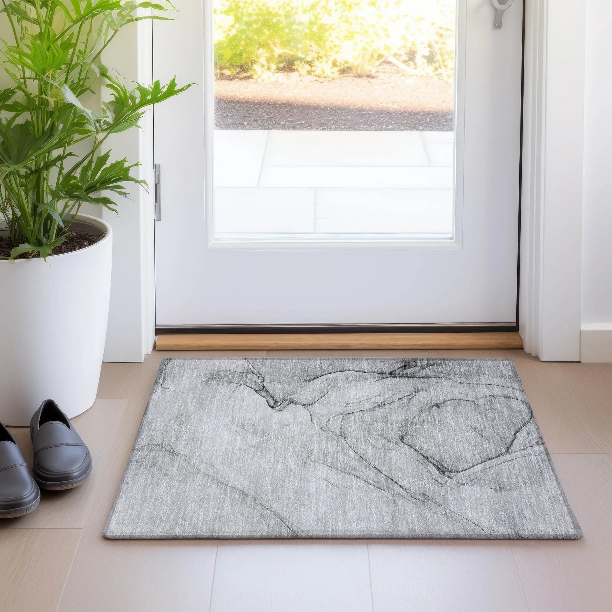 Machine Washable Indoor/ Outdoor Abstract Chantille Rug