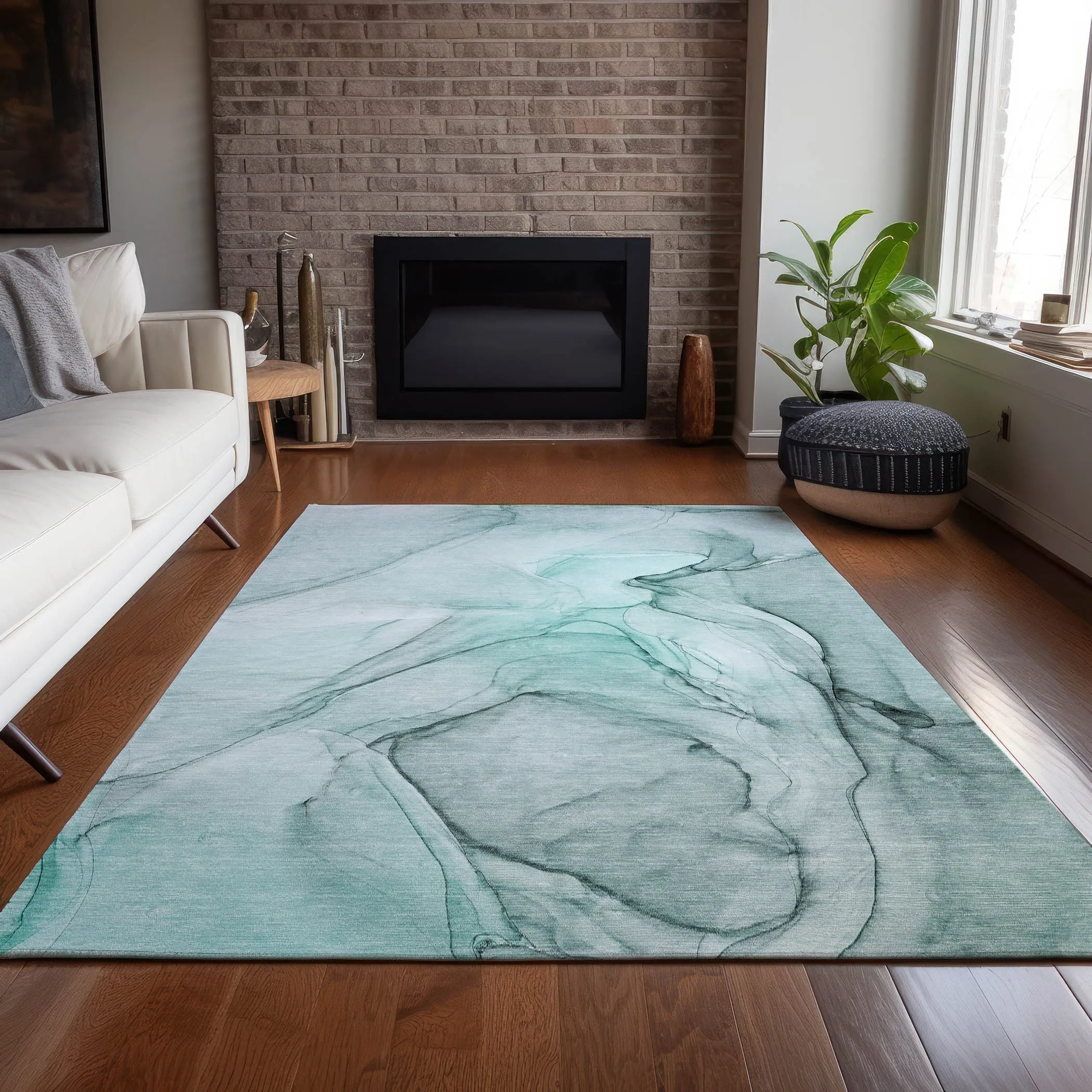 Machine Washable Indoor/ Outdoor Abstract Chantille Rug