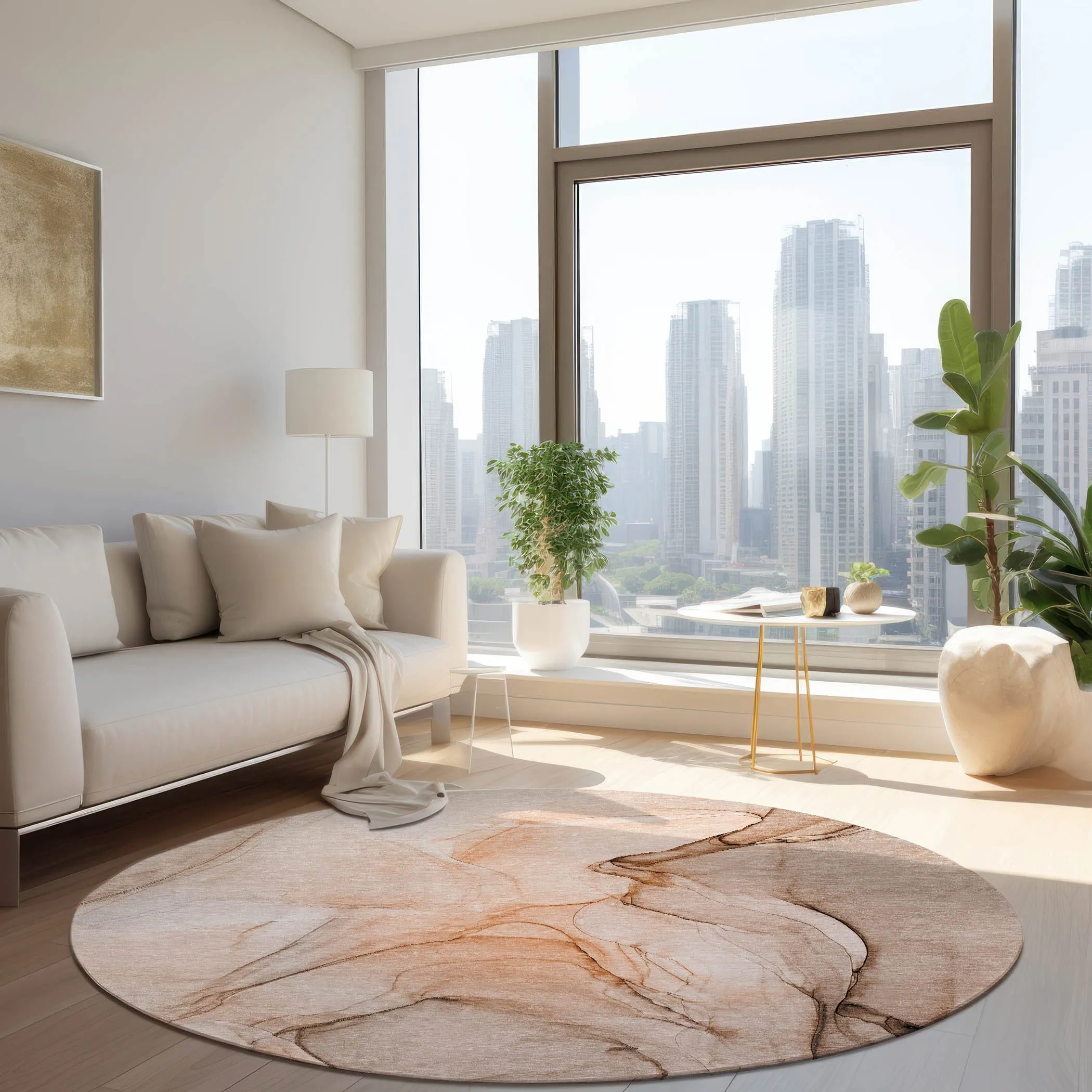 Machine Washable Indoor/ Outdoor Abstract Chantille Rug