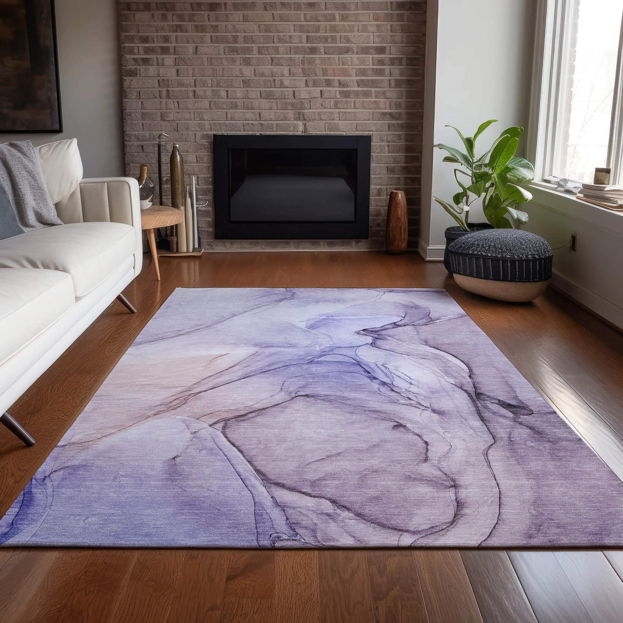 Machine Washable Indoor/ Outdoor Abstract Chantille Rug