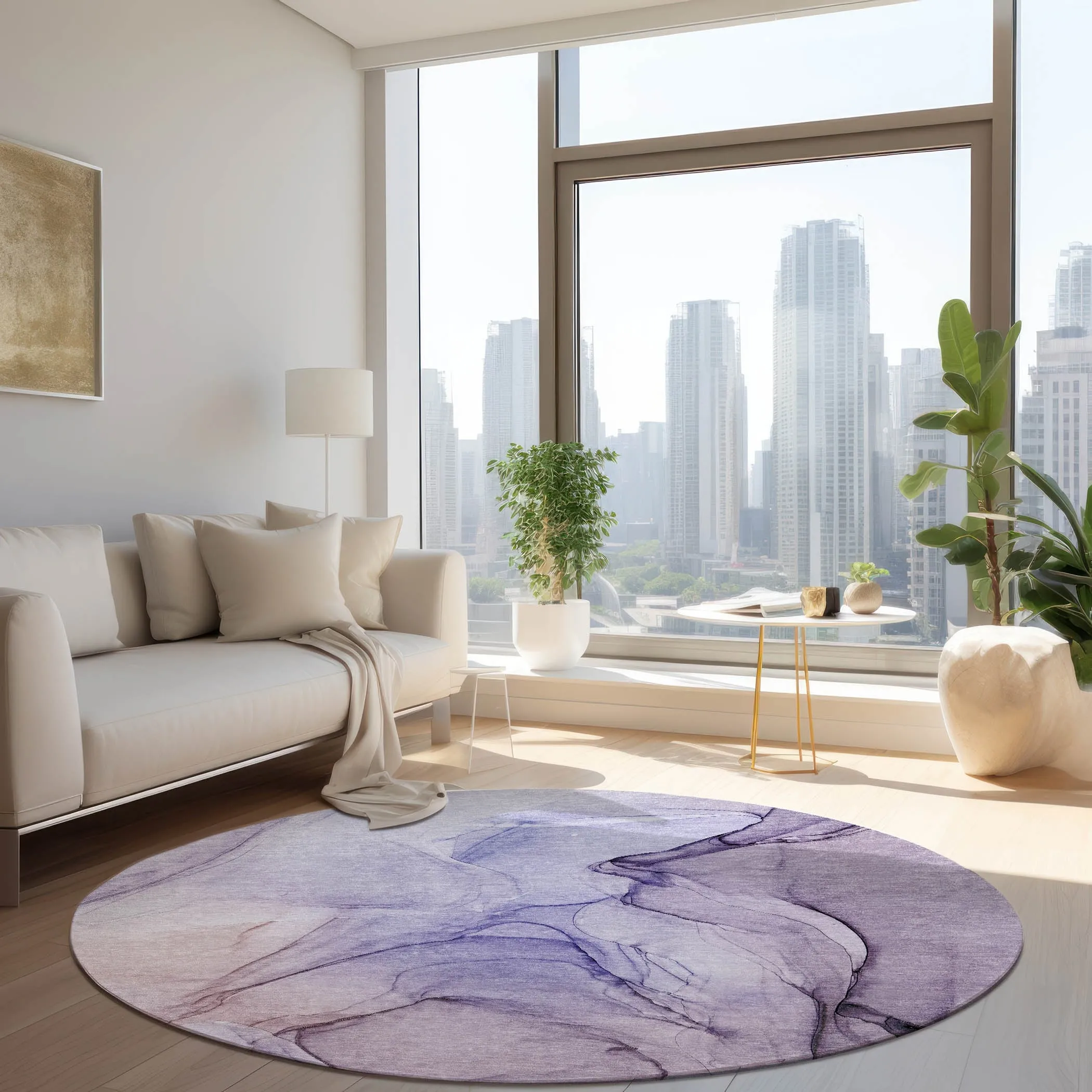 Machine Washable Indoor/ Outdoor Abstract Chantille Rug
