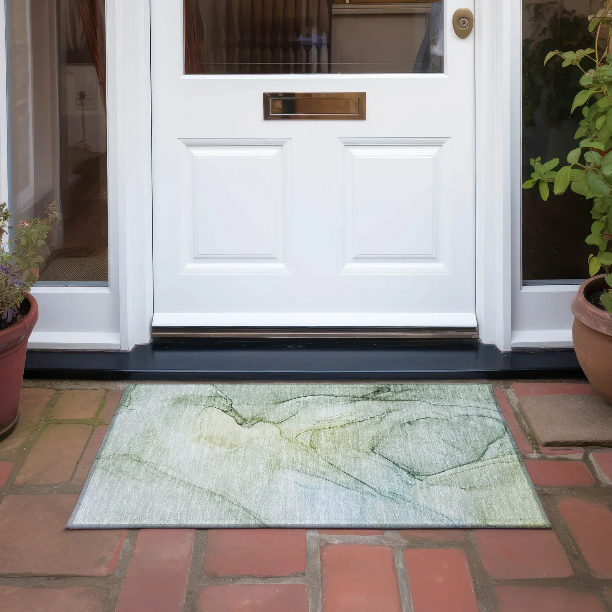 Machine Washable Indoor/ Outdoor Abstract Chantille Rug