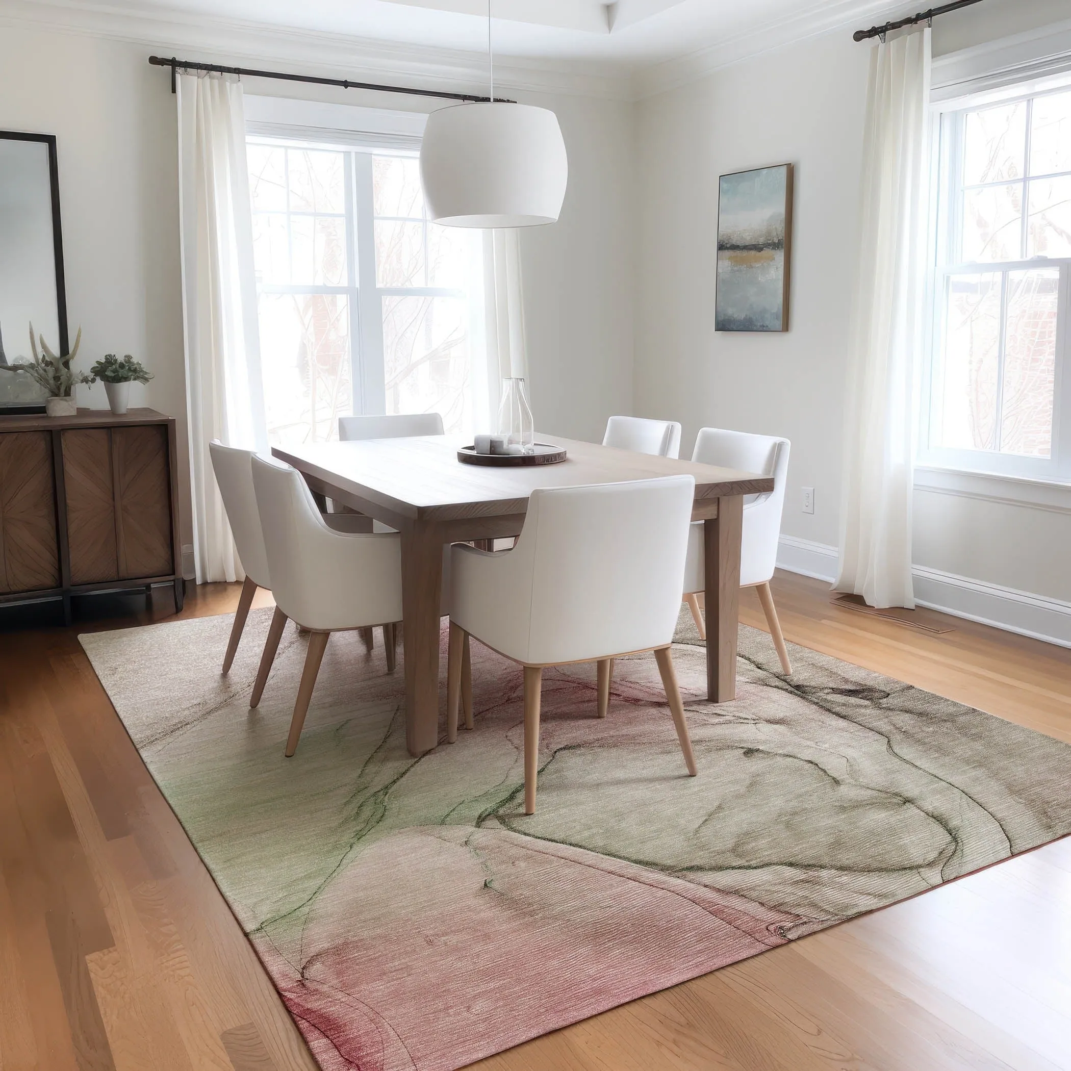 Machine Washable Indoor/ Outdoor Abstract Chantille Rug
