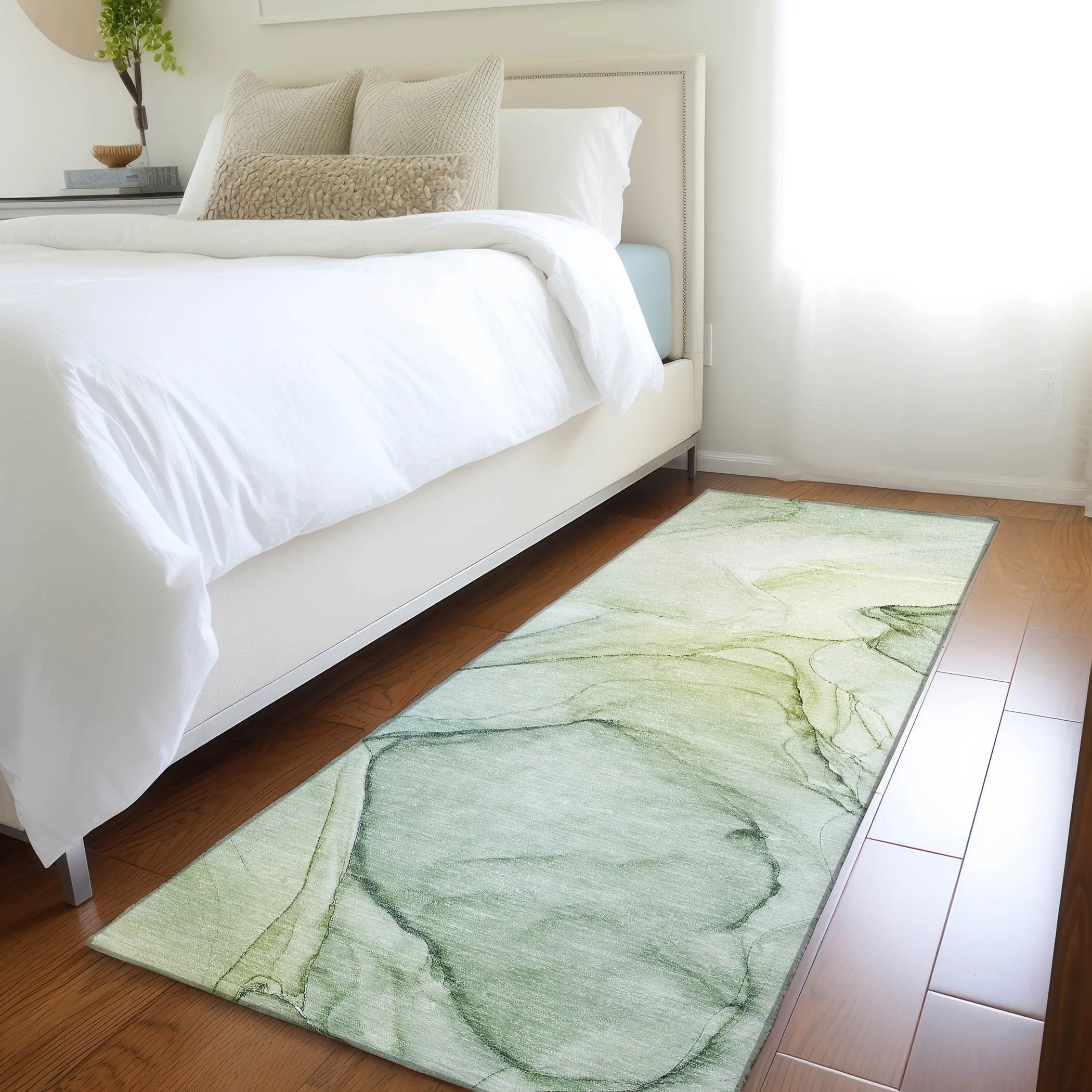 Machine Washable Indoor/ Outdoor Abstract Chantille Rug