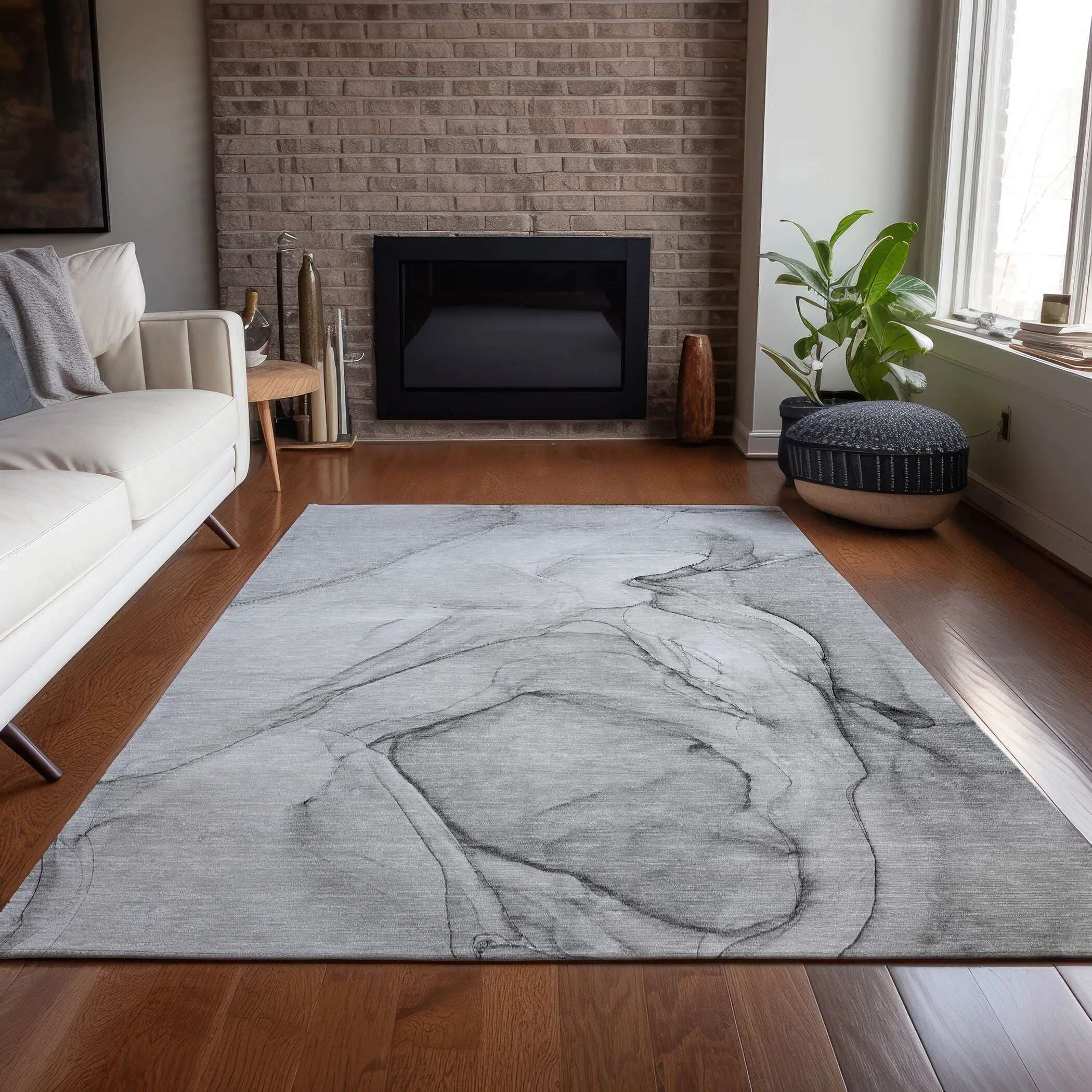 Machine Washable Indoor/ Outdoor Abstract Chantille Rug