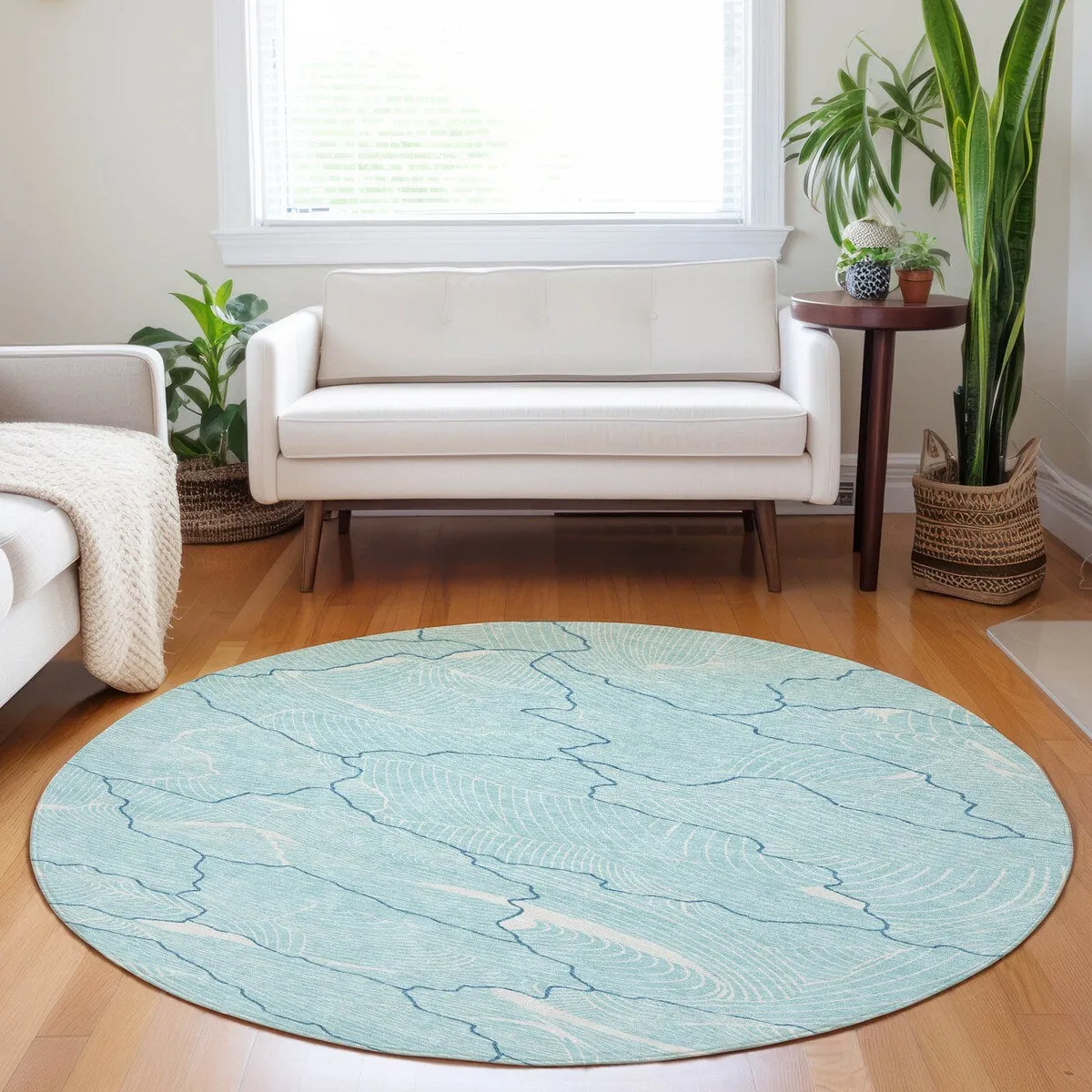 Machine Washable Indoor/ Outdoor Abstract Crackle Chantille Rug