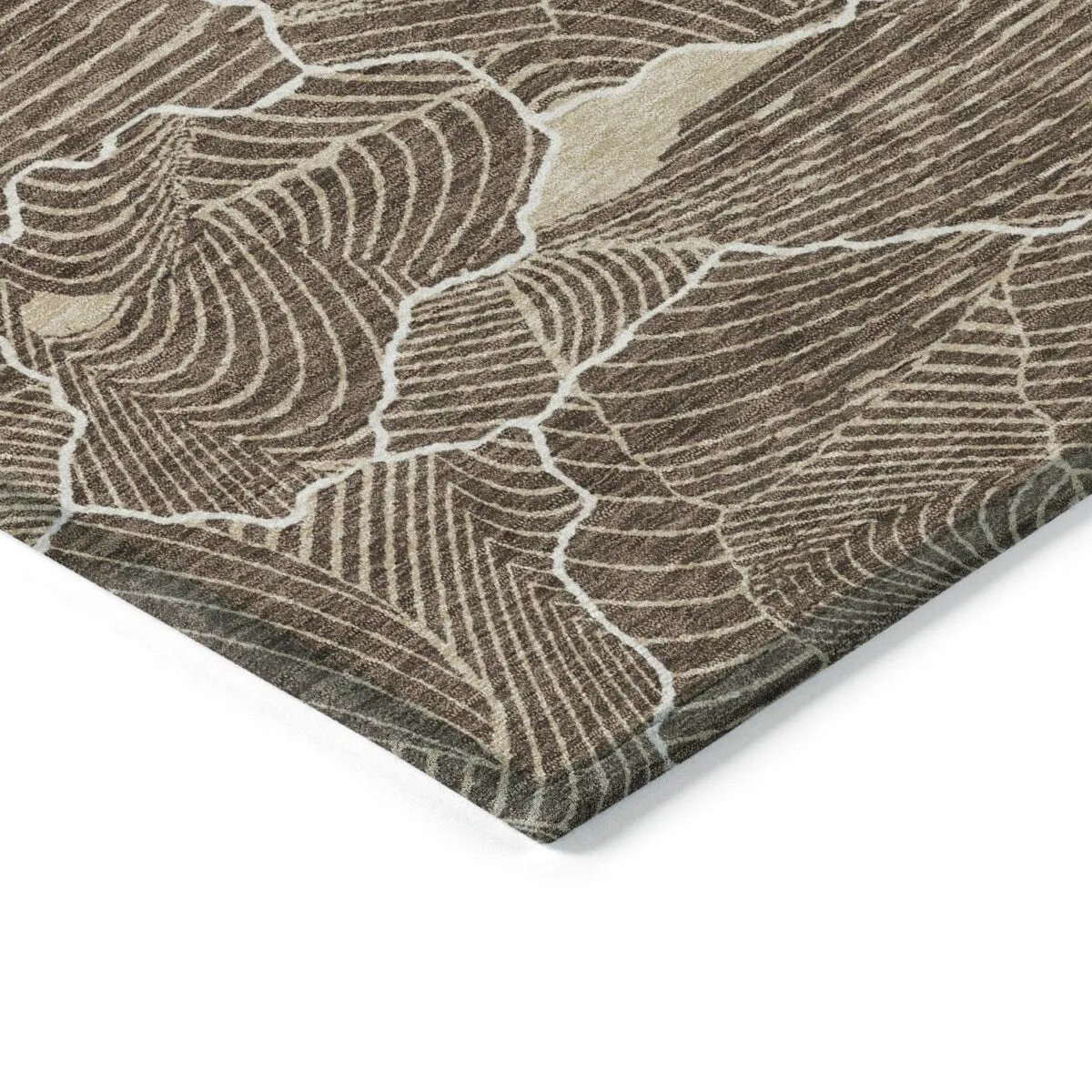 Machine Washable Indoor/ Outdoor Abstract Crackle Chantille Rug