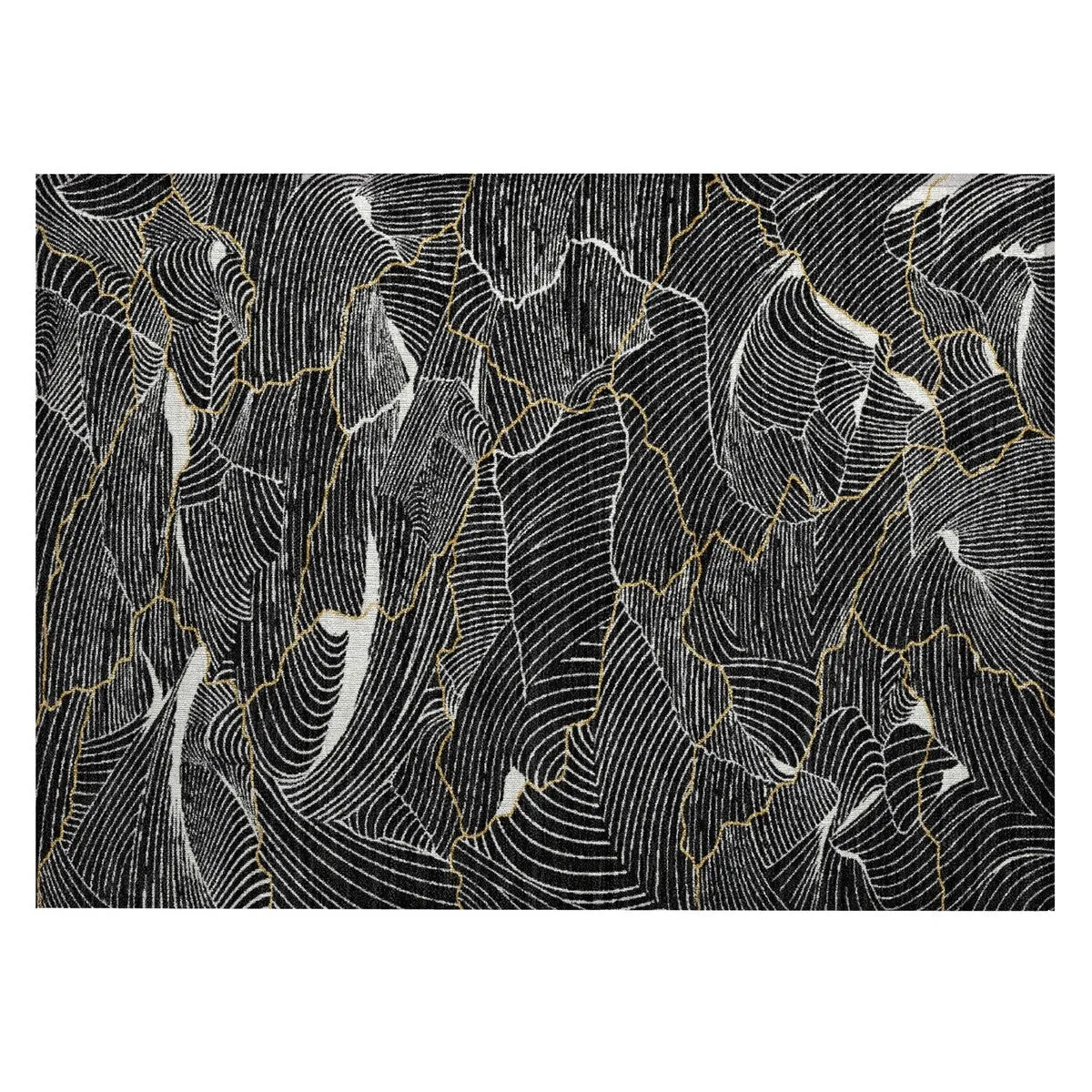 Machine Washable Indoor/ Outdoor Abstract Crackle Chantille Rug
