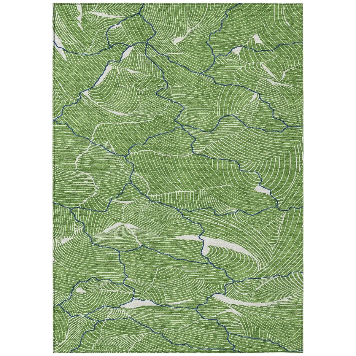 Machine Washable Indoor/ Outdoor Abstract Crackle Chantille Rug