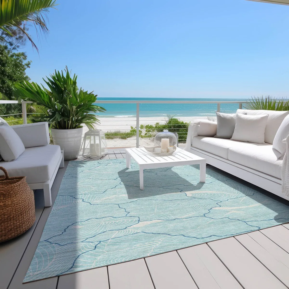 Machine Washable Indoor/ Outdoor Abstract Crackle Chantille Rug