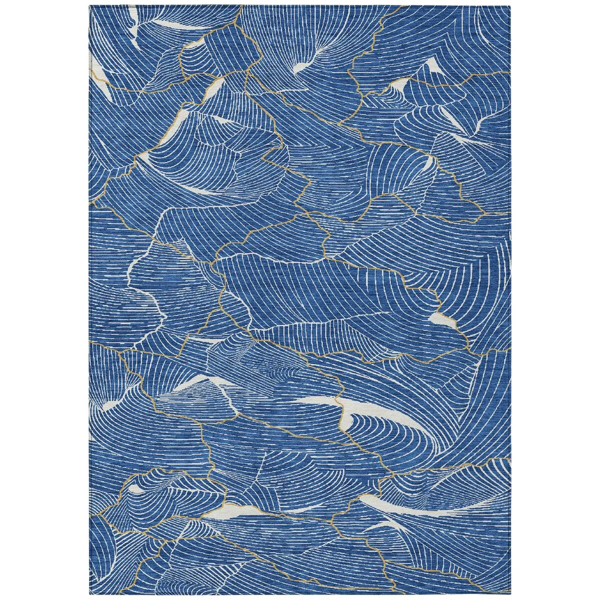 Machine Washable Indoor/ Outdoor Abstract Crackle Chantille Rug