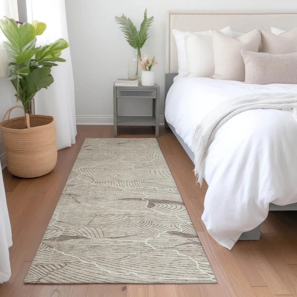 Machine Washable Indoor/ Outdoor Abstract Crackle Chantille Rug