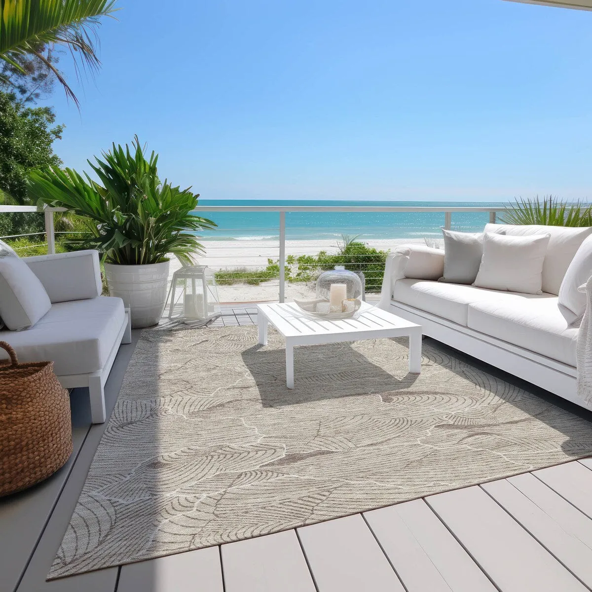 Machine Washable Indoor/ Outdoor Abstract Crackle Chantille Rug