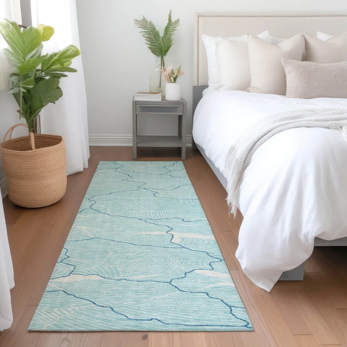 Machine Washable Indoor/ Outdoor Abstract Crackle Chantille Rug