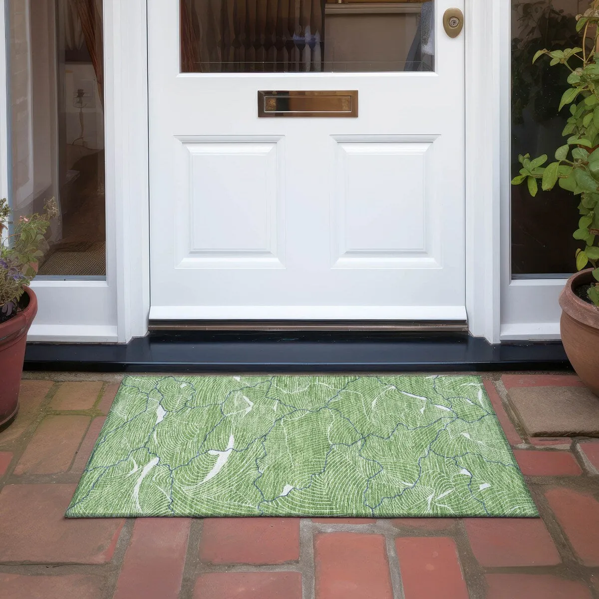 Machine Washable Indoor/ Outdoor Abstract Crackle Chantille Rug