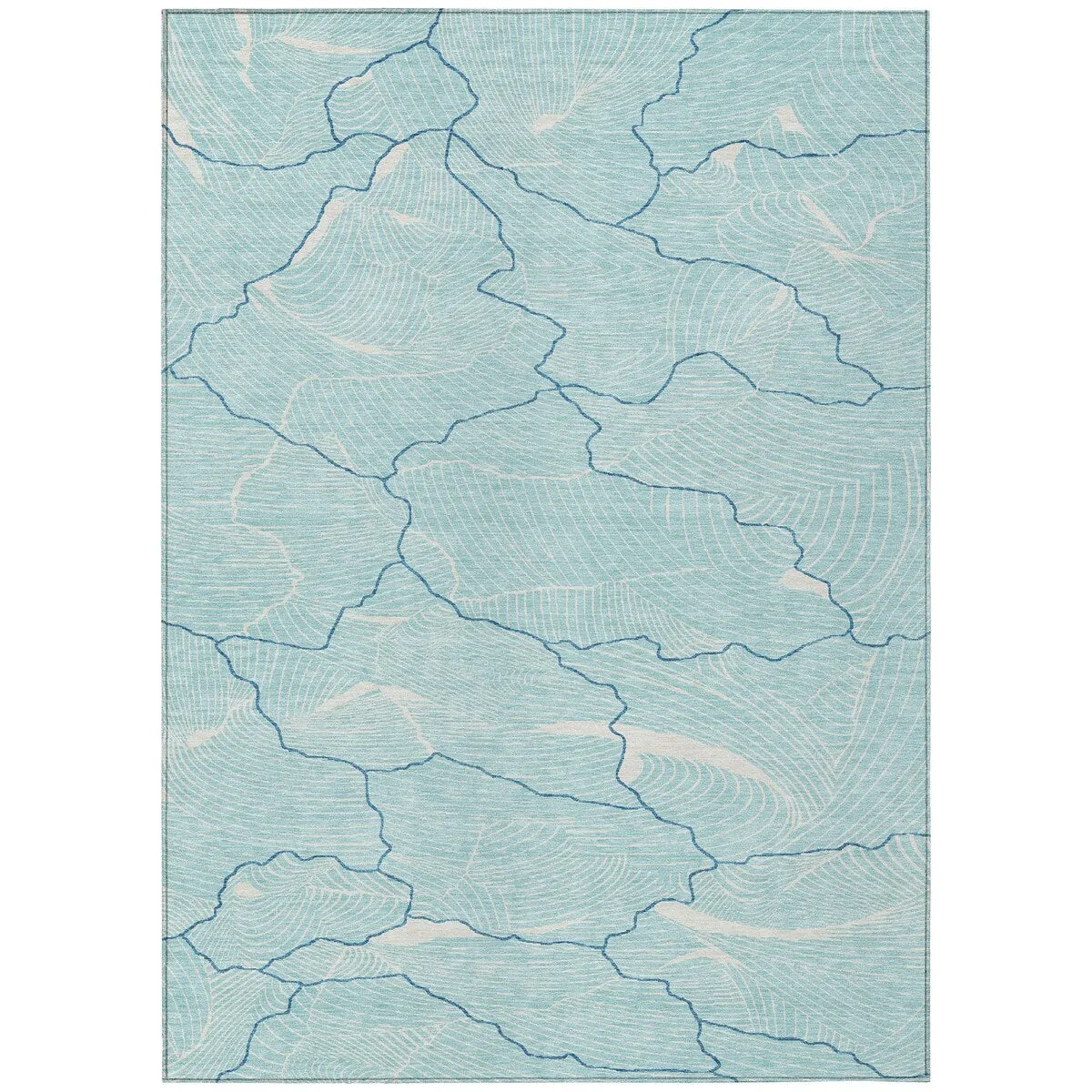 Machine Washable Indoor/ Outdoor Abstract Crackle Chantille Rug