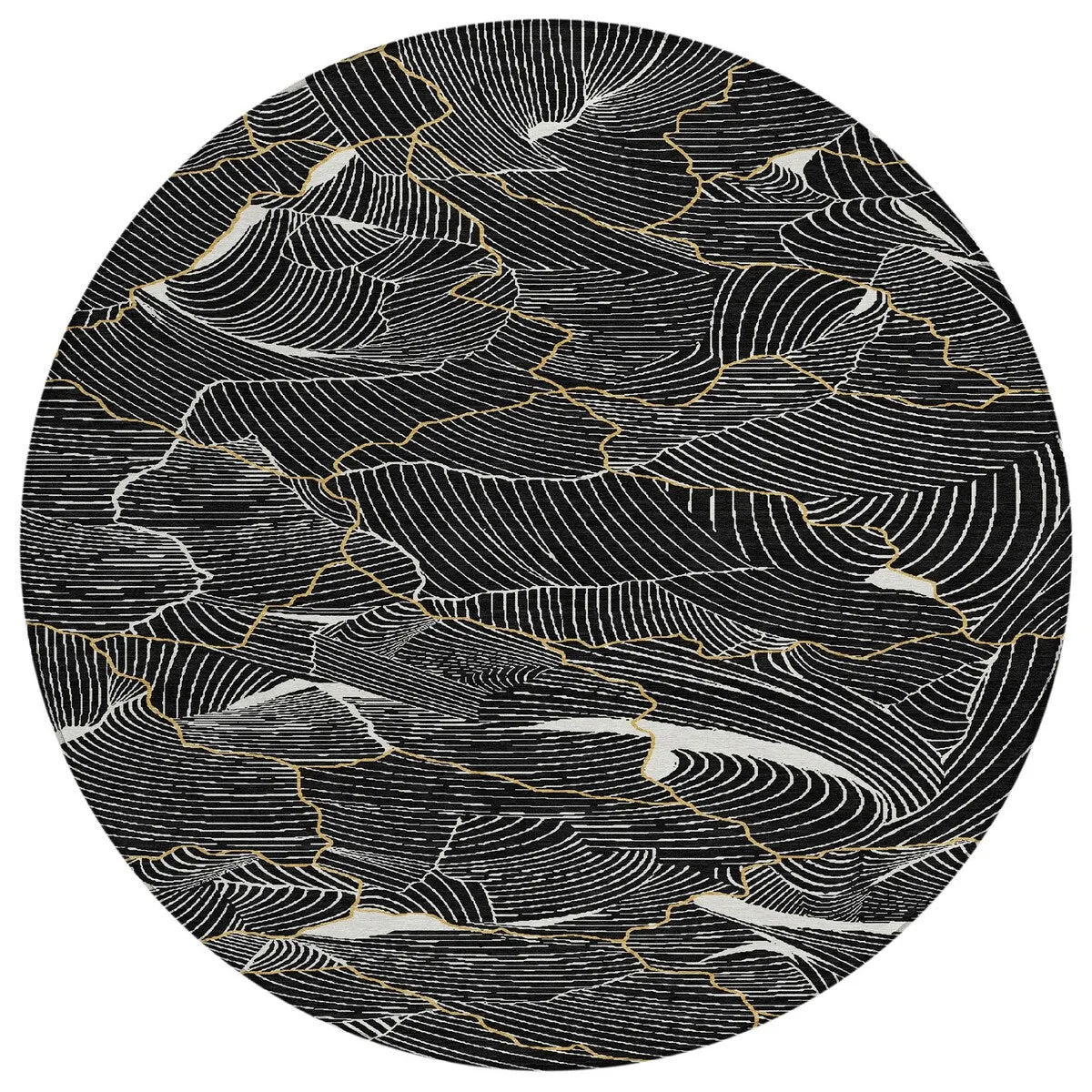 Machine Washable Indoor/ Outdoor Abstract Crackle Chantille Rug