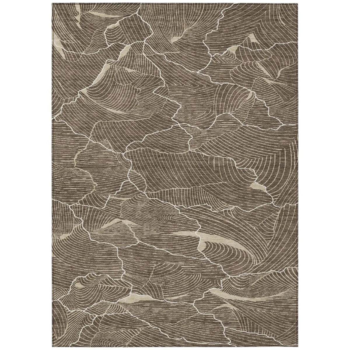 Machine Washable Indoor/ Outdoor Abstract Crackle Chantille Rug