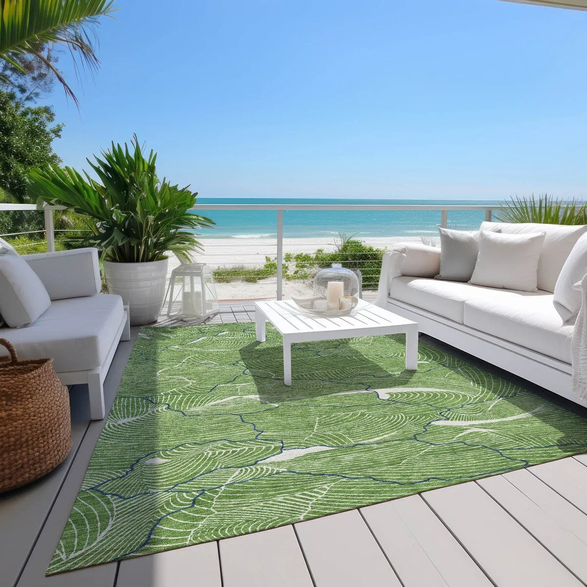 Machine Washable Indoor/ Outdoor Abstract Crackle Chantille Rug