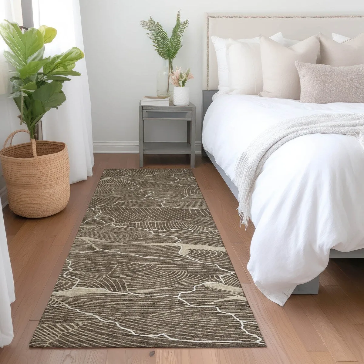 Machine Washable Indoor/ Outdoor Abstract Crackle Chantille Rug