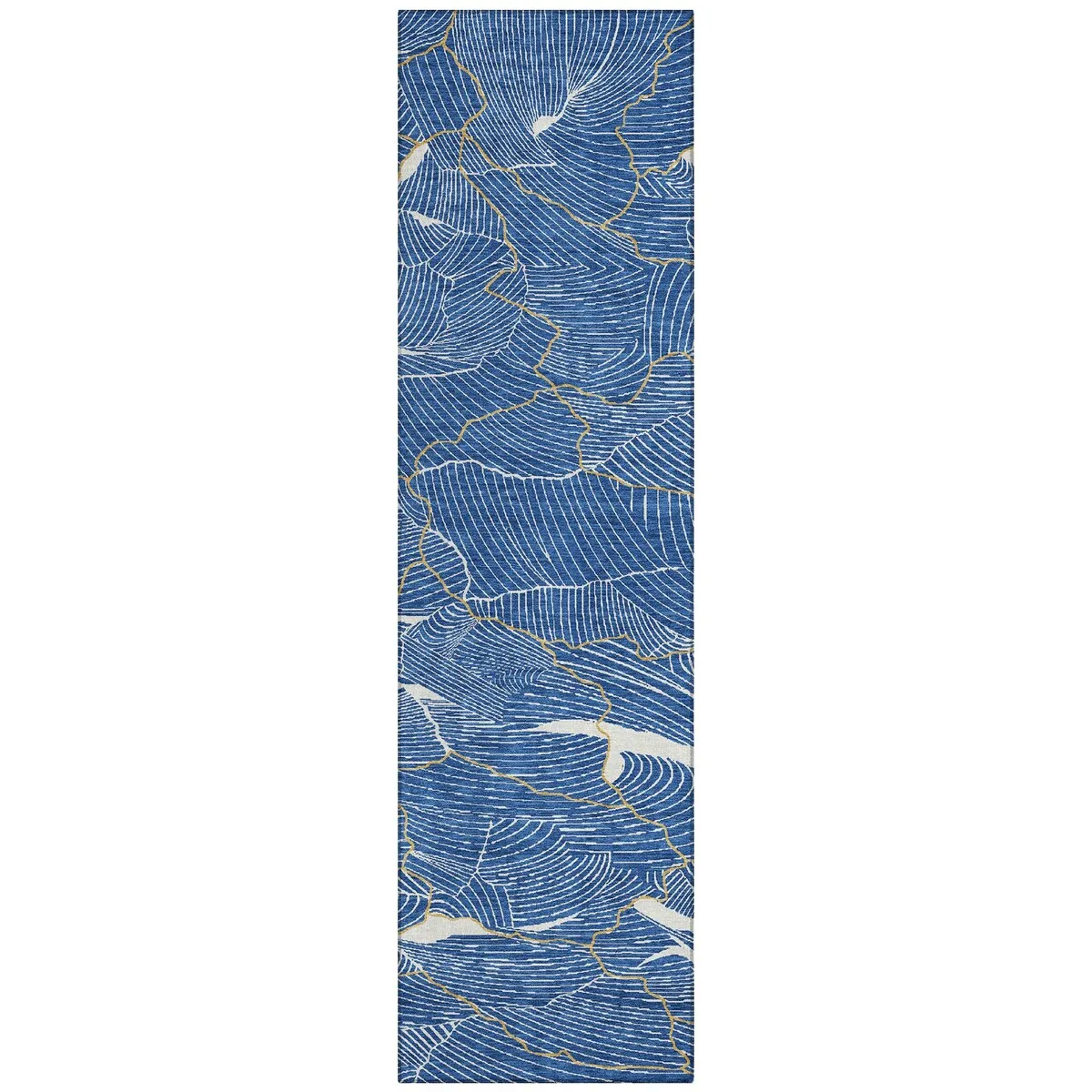 Machine Washable Indoor/ Outdoor Abstract Crackle Chantille Rug