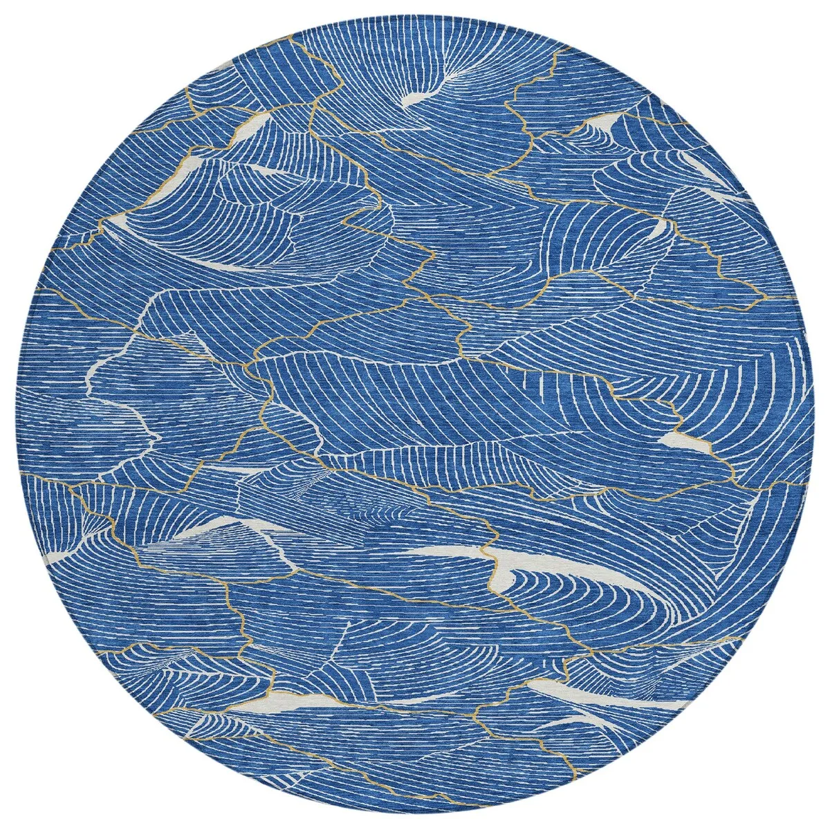 Machine Washable Indoor/ Outdoor Abstract Crackle Chantille Rug