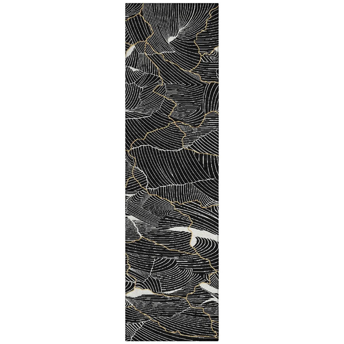 Machine Washable Indoor/ Outdoor Abstract Crackle Chantille Rug