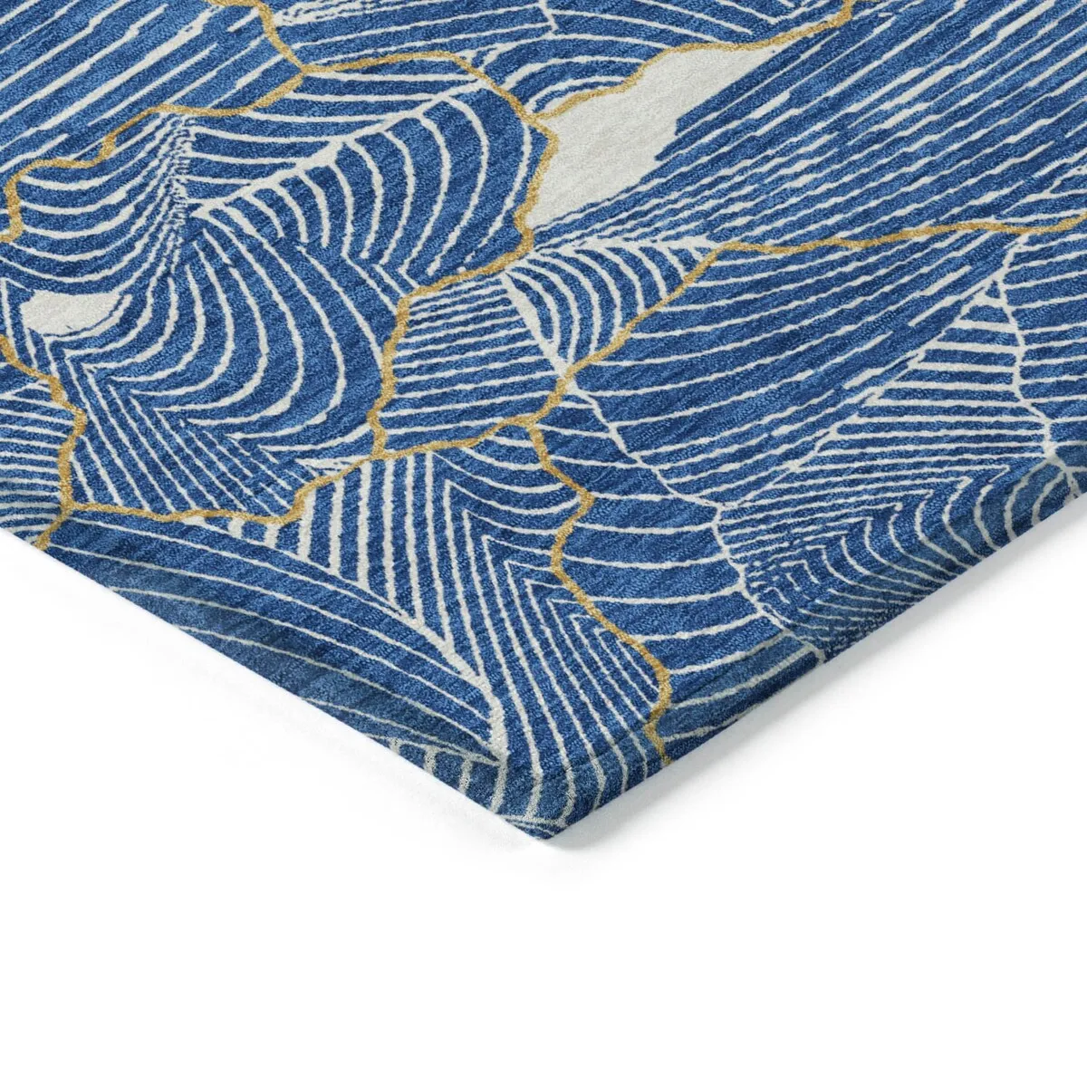 Machine Washable Indoor/ Outdoor Abstract Crackle Chantille Rug
