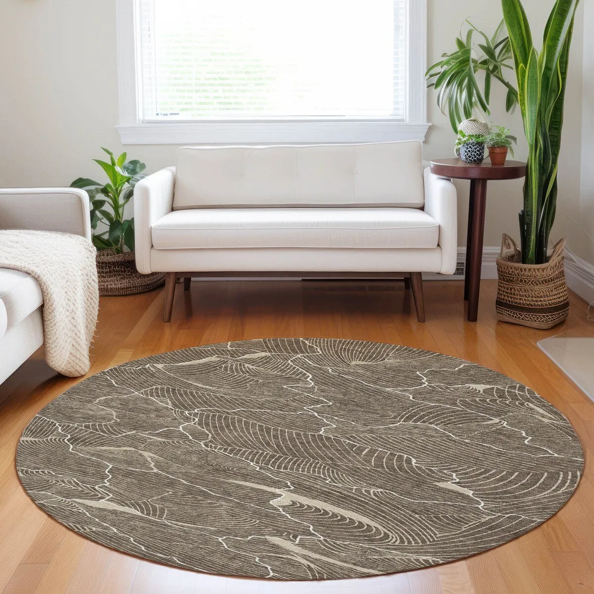 Machine Washable Indoor/ Outdoor Abstract Crackle Chantille Rug