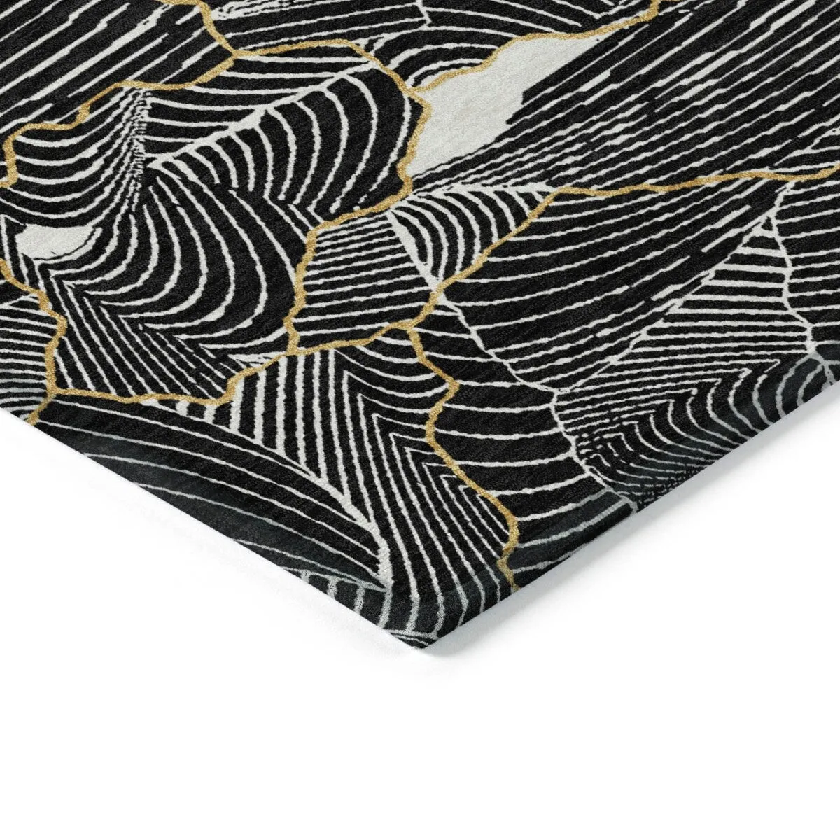 Machine Washable Indoor/ Outdoor Abstract Crackle Chantille Rug