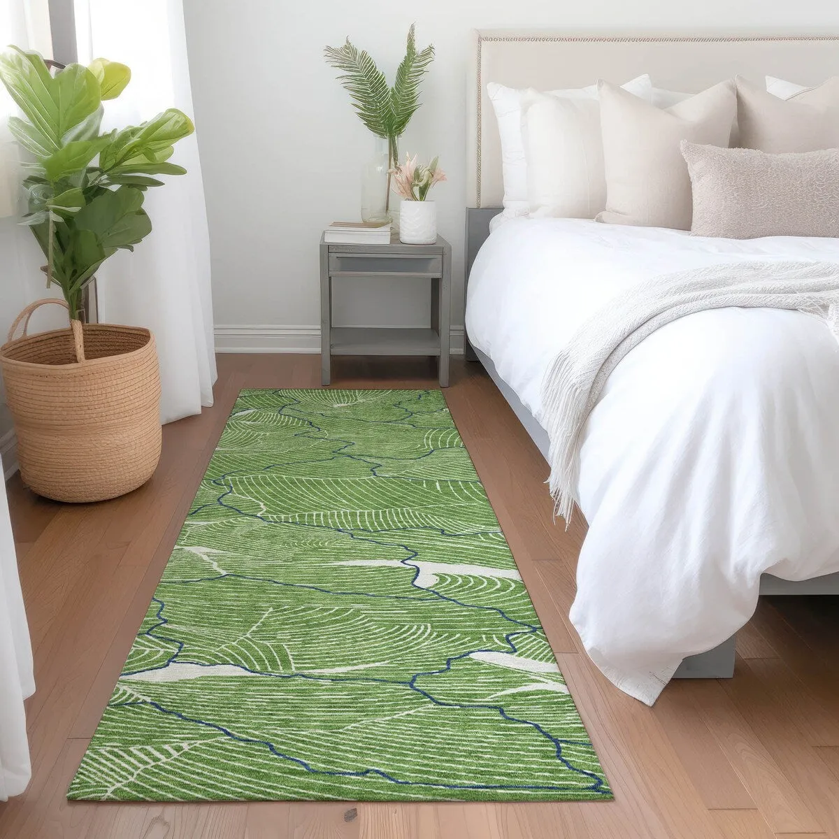 Machine Washable Indoor/ Outdoor Abstract Crackle Chantille Rug