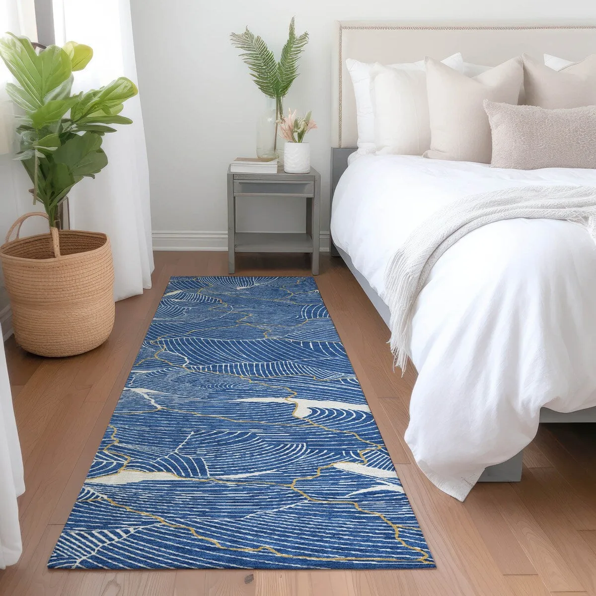 Machine Washable Indoor/ Outdoor Abstract Crackle Chantille Rug