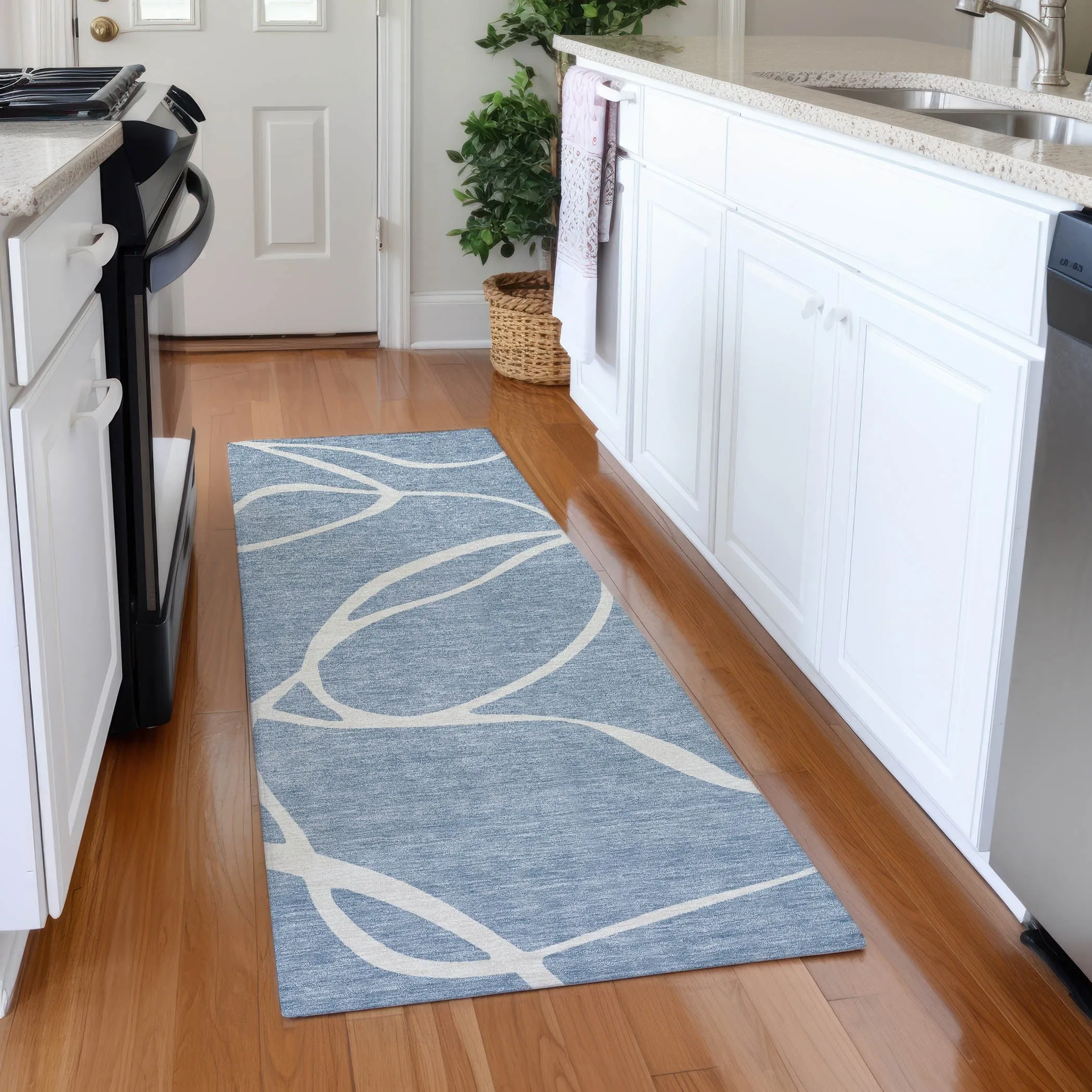 Machine Washable Indoor/ Outdoor Abstract Modern Chantille Rug