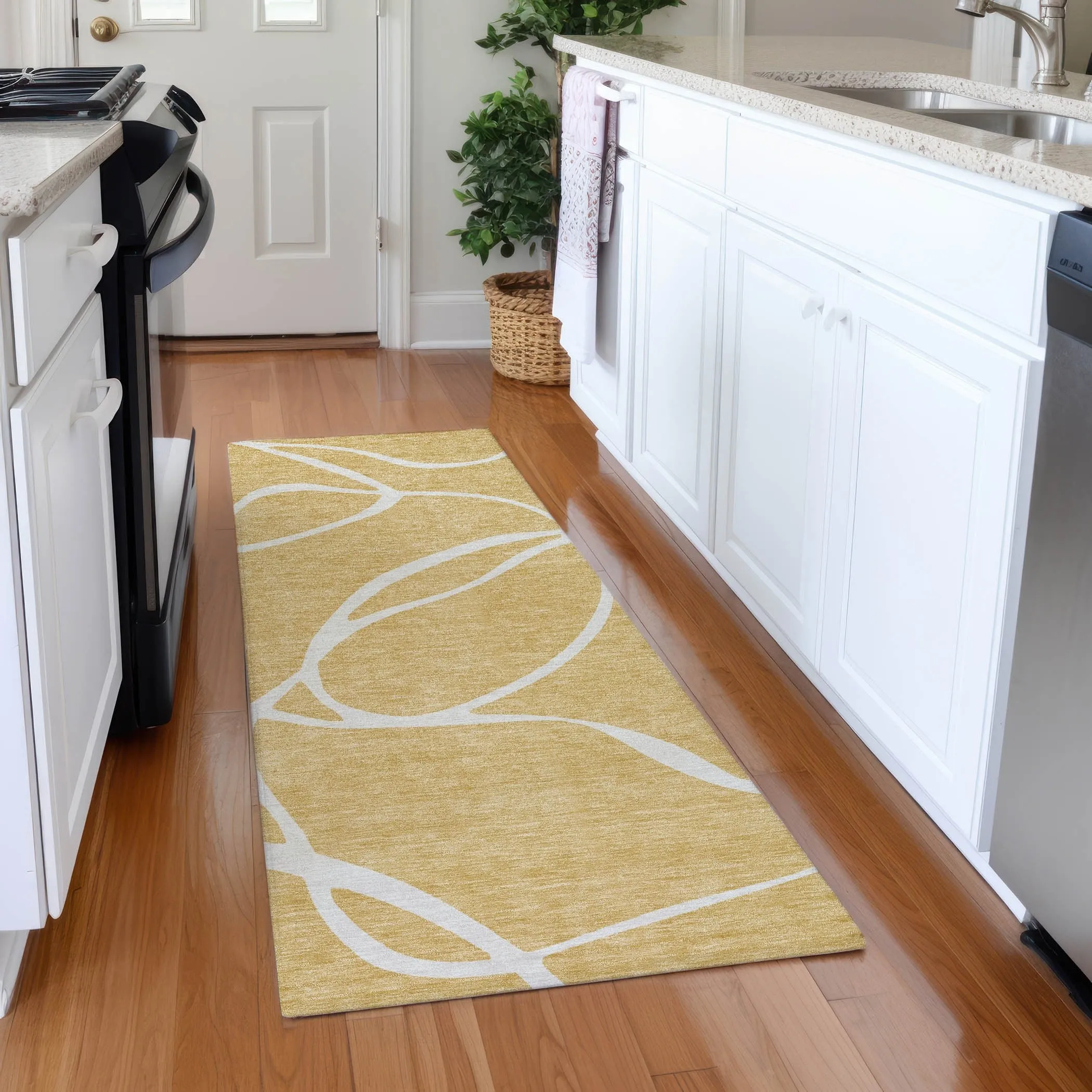 Machine Washable Indoor/ Outdoor Abstract Modern Chantille Rug