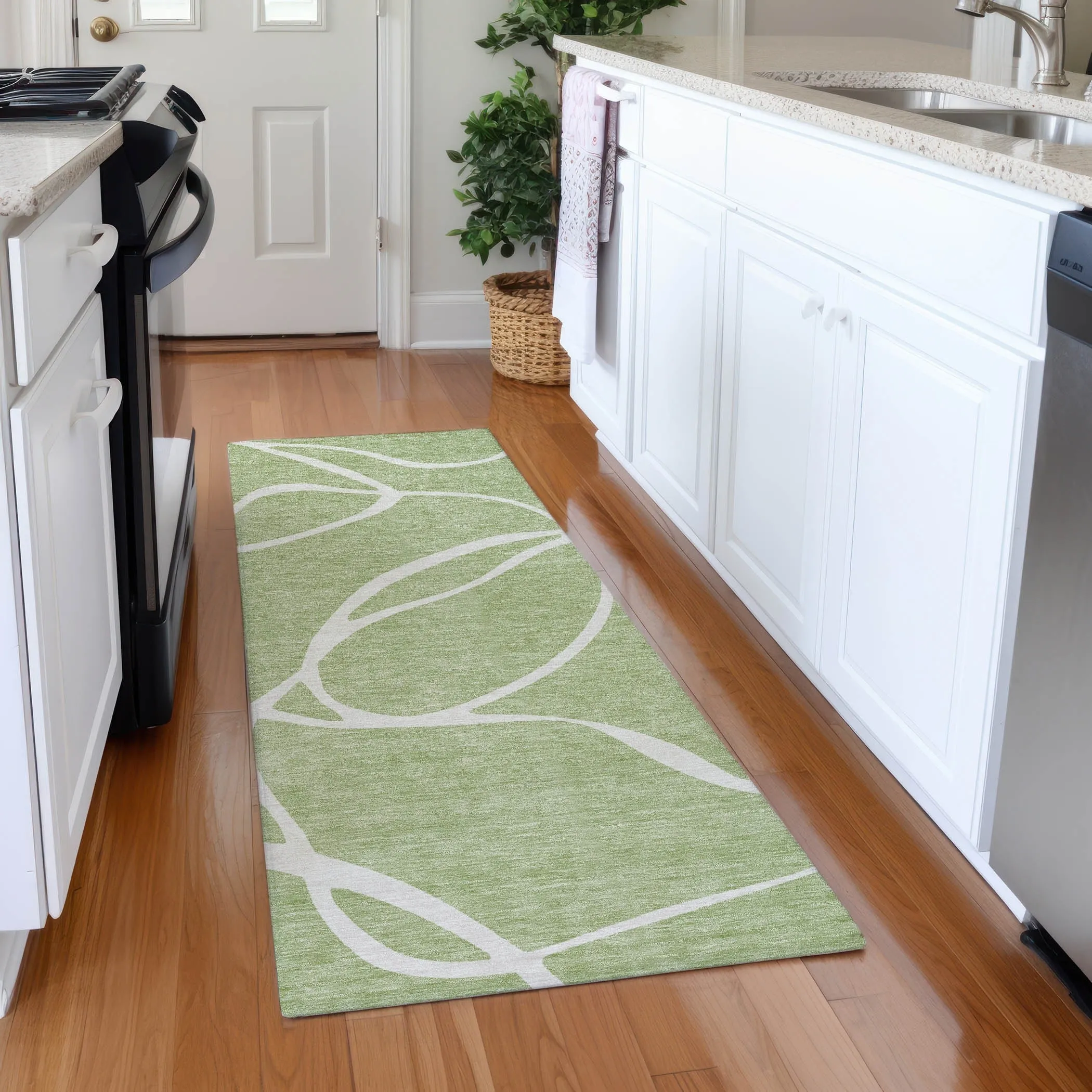Machine Washable Indoor/ Outdoor Abstract Modern Chantille Rug