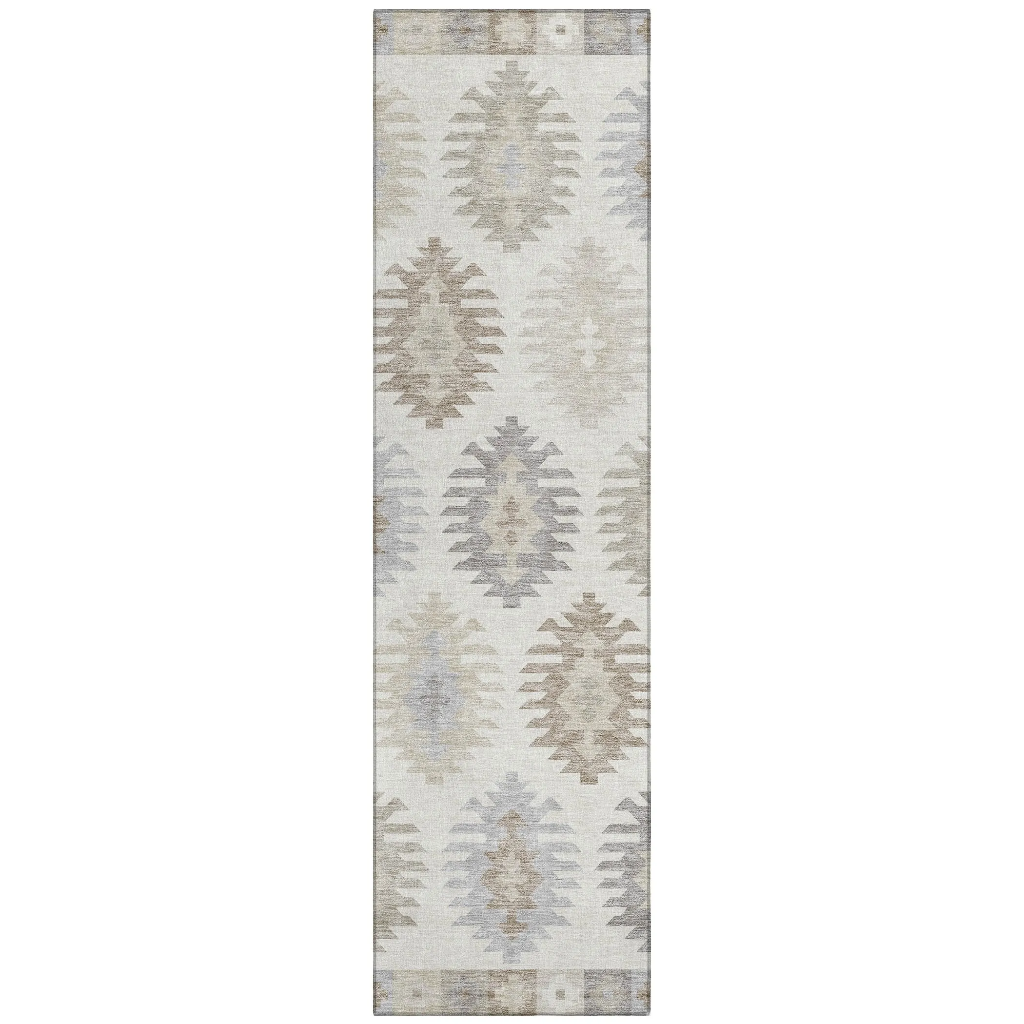 Machine Washable Indoor/ Outdoor Boho Tribal Chantille Rug