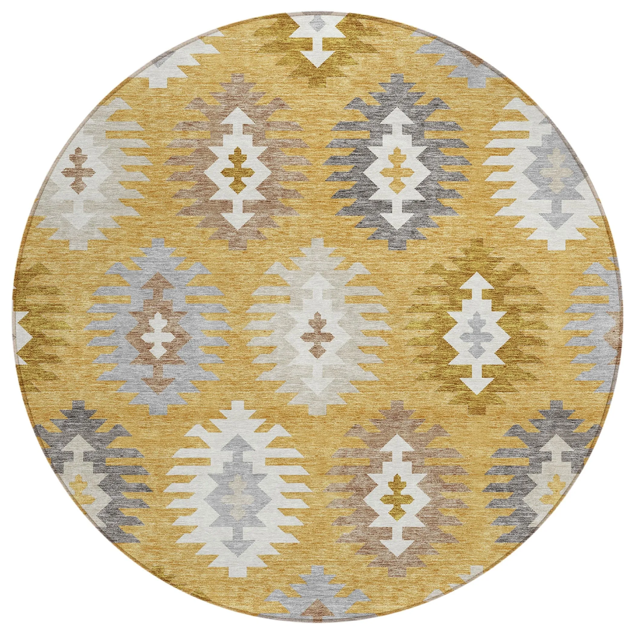 Machine Washable Indoor/ Outdoor Boho Tribal Chantille Rug