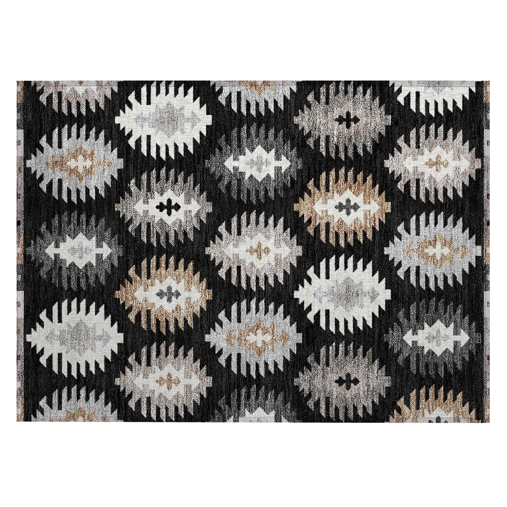 Machine Washable Indoor/ Outdoor Boho Tribal Chantille Rug