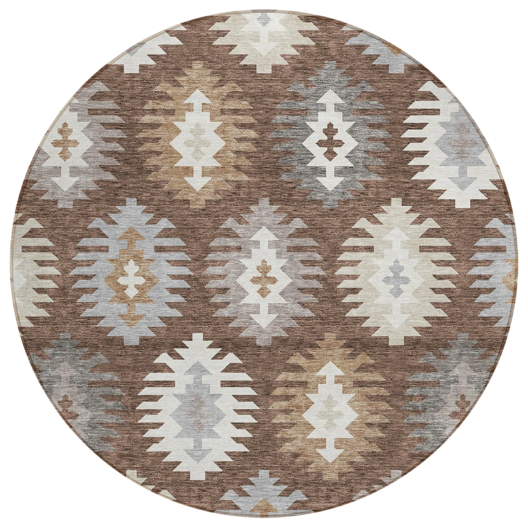 Machine Washable Indoor/ Outdoor Boho Tribal Chantille Rug