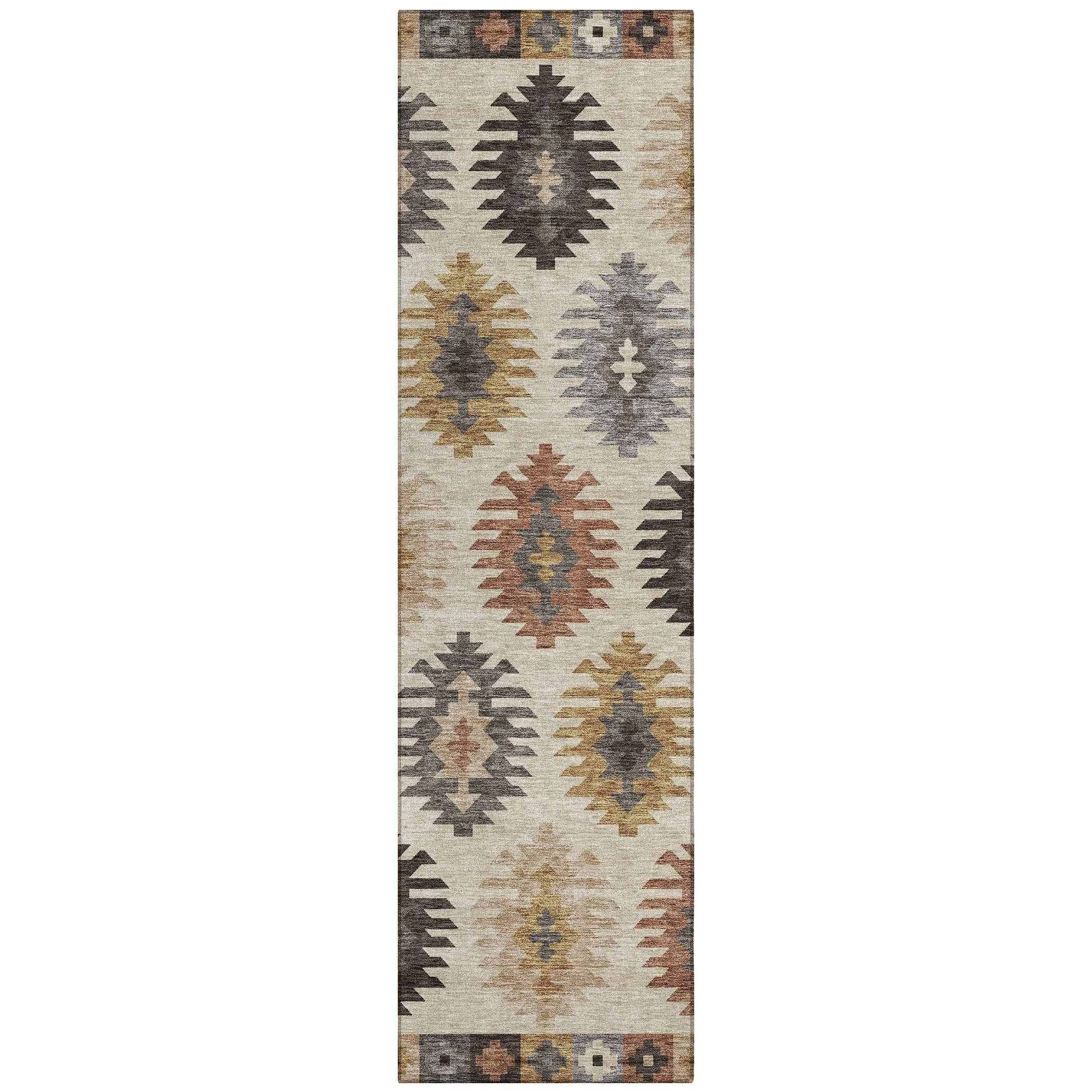 Machine Washable Indoor/ Outdoor Boho Tribal Chantille Rug